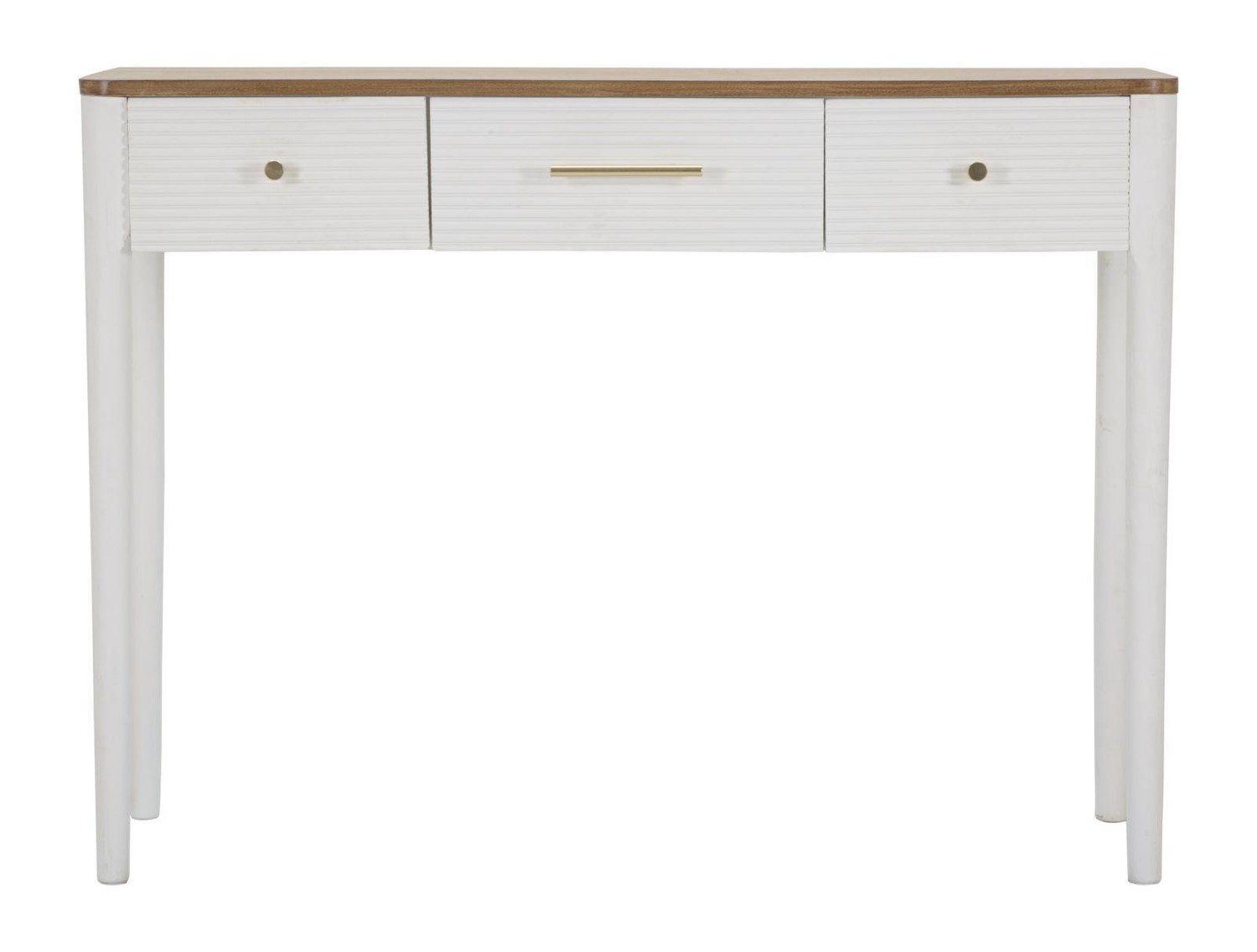 Natur24 Beistelltisch Console Matera Konsole 37 x 107 x 80 cm Esche Pinie MDF Braun Weiß
