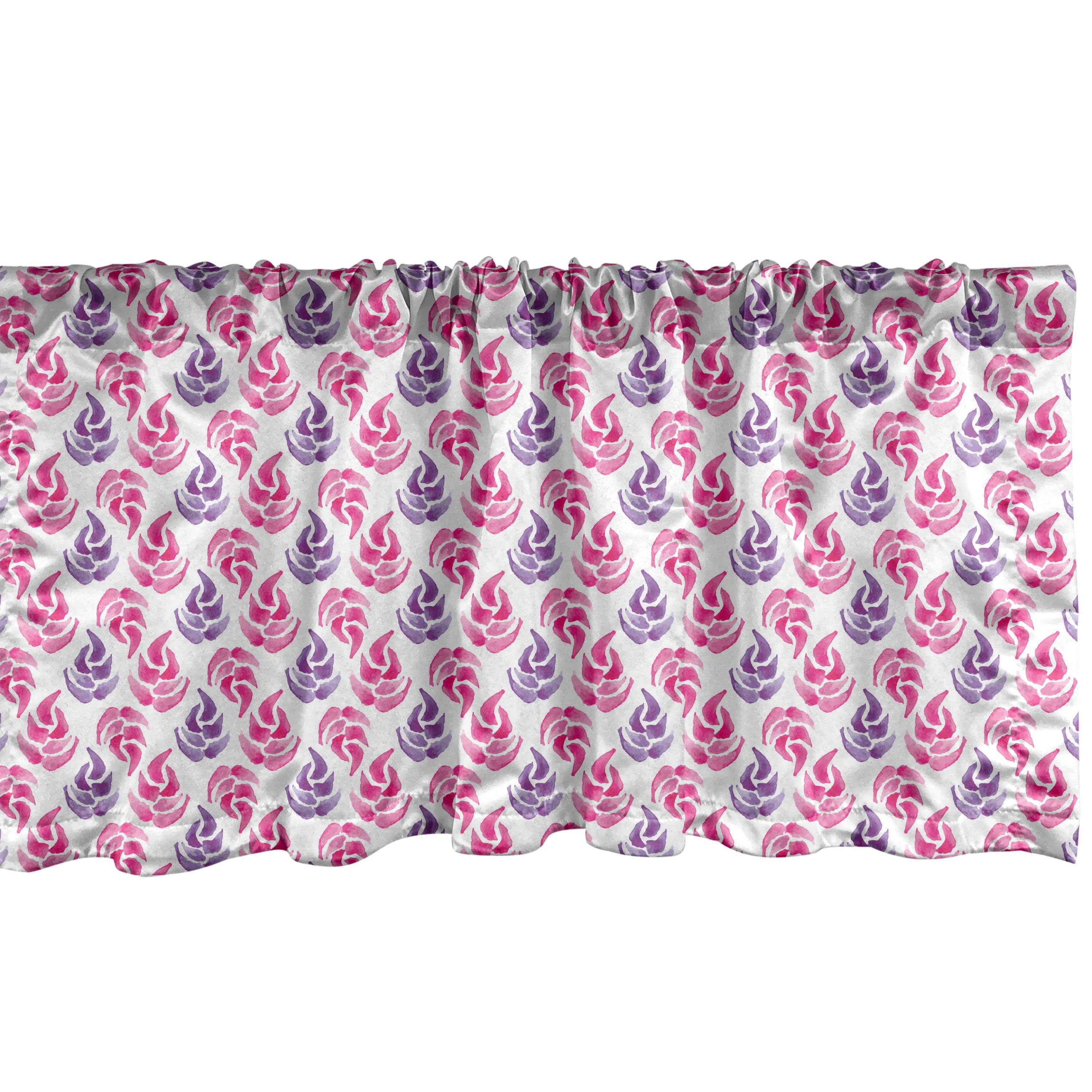 Scheibengardine Vorhang Volant für Küche Schlafzimmer Dekor mit Stangentasche, Abakuhaus, Microfaser, Aquarell Blumenhandmade Motive