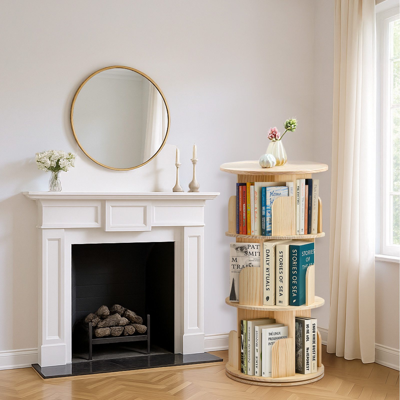 Youyijia Bücherregal 3/4/5-stöckig, Drehregal aus Kiefernholz günstig online kaufen