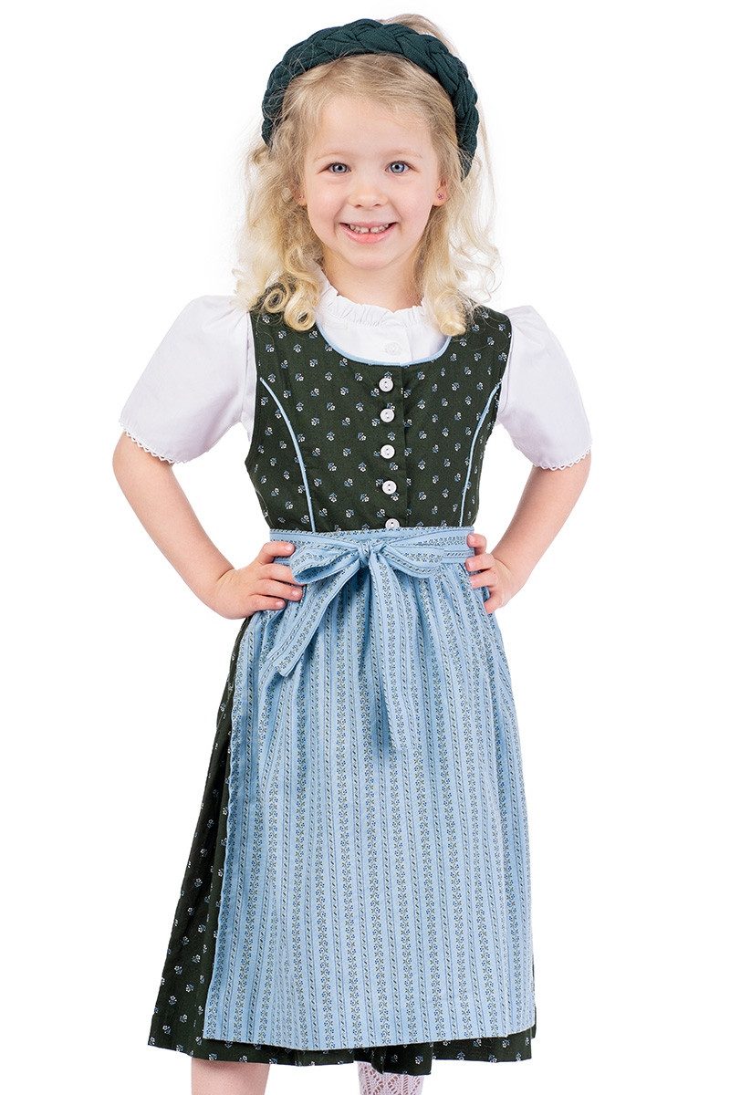 Isar-Trachten Dirndl Kinderdirndl 3tlg. - BIBIANA - tanne/hellblau