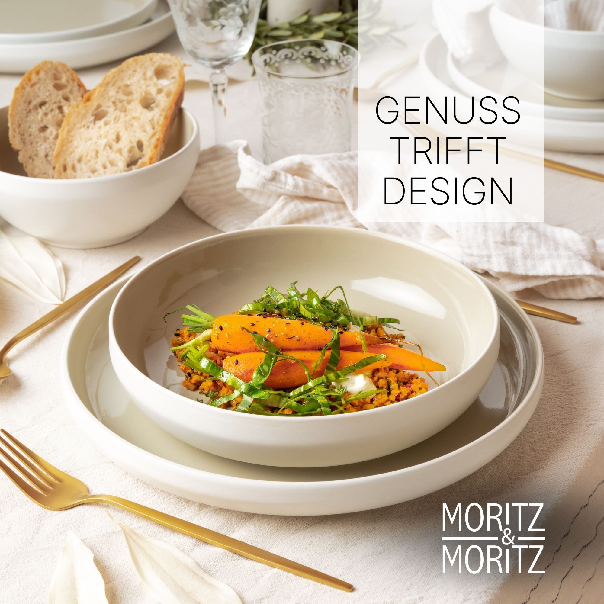 Moritz & Moritz Geschirr-Set CAVO Geschirrset mit Tassen Sand (24-tlg), 6 Personen, Steinzeug, für 6 Personen aus Steinzeug – Bild 2 von 5