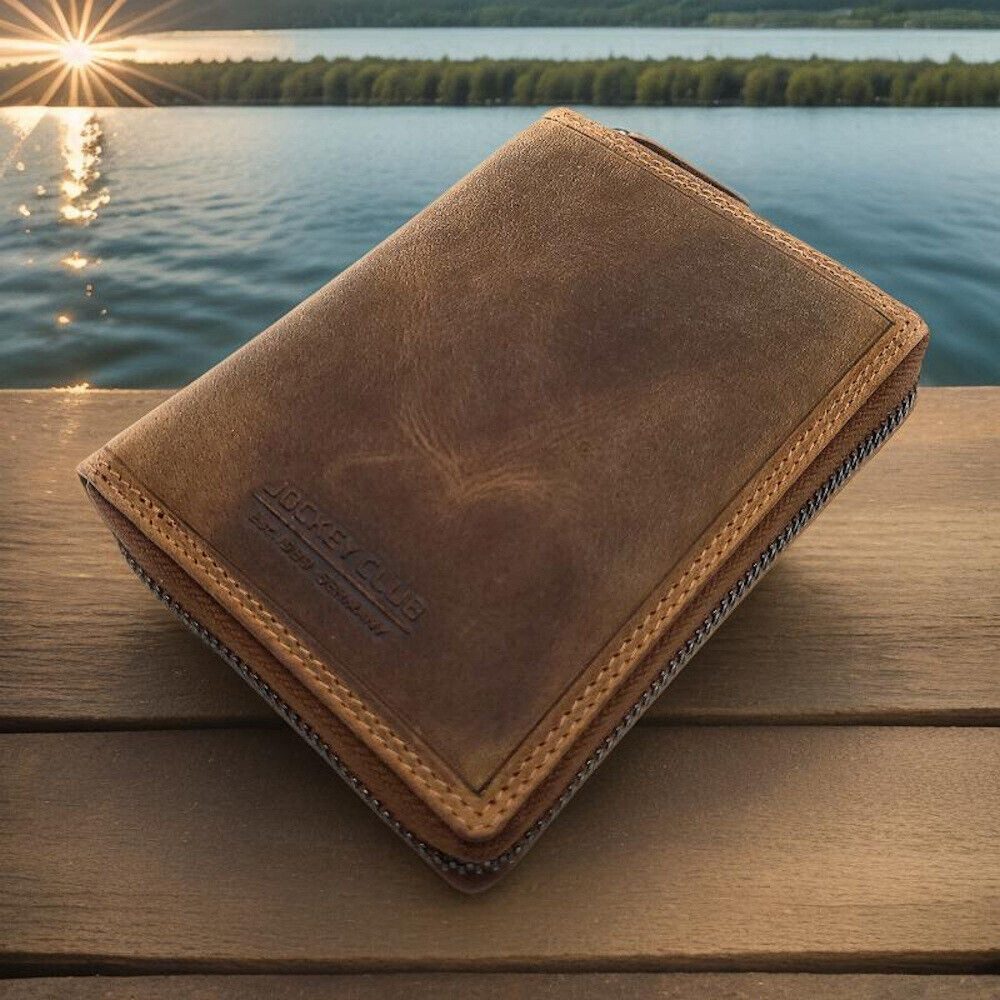 JOCKEY CLUB Geldbörse echt Leder Portemonnaie mit RFID Schutz vintage Hunte günstig online kaufen