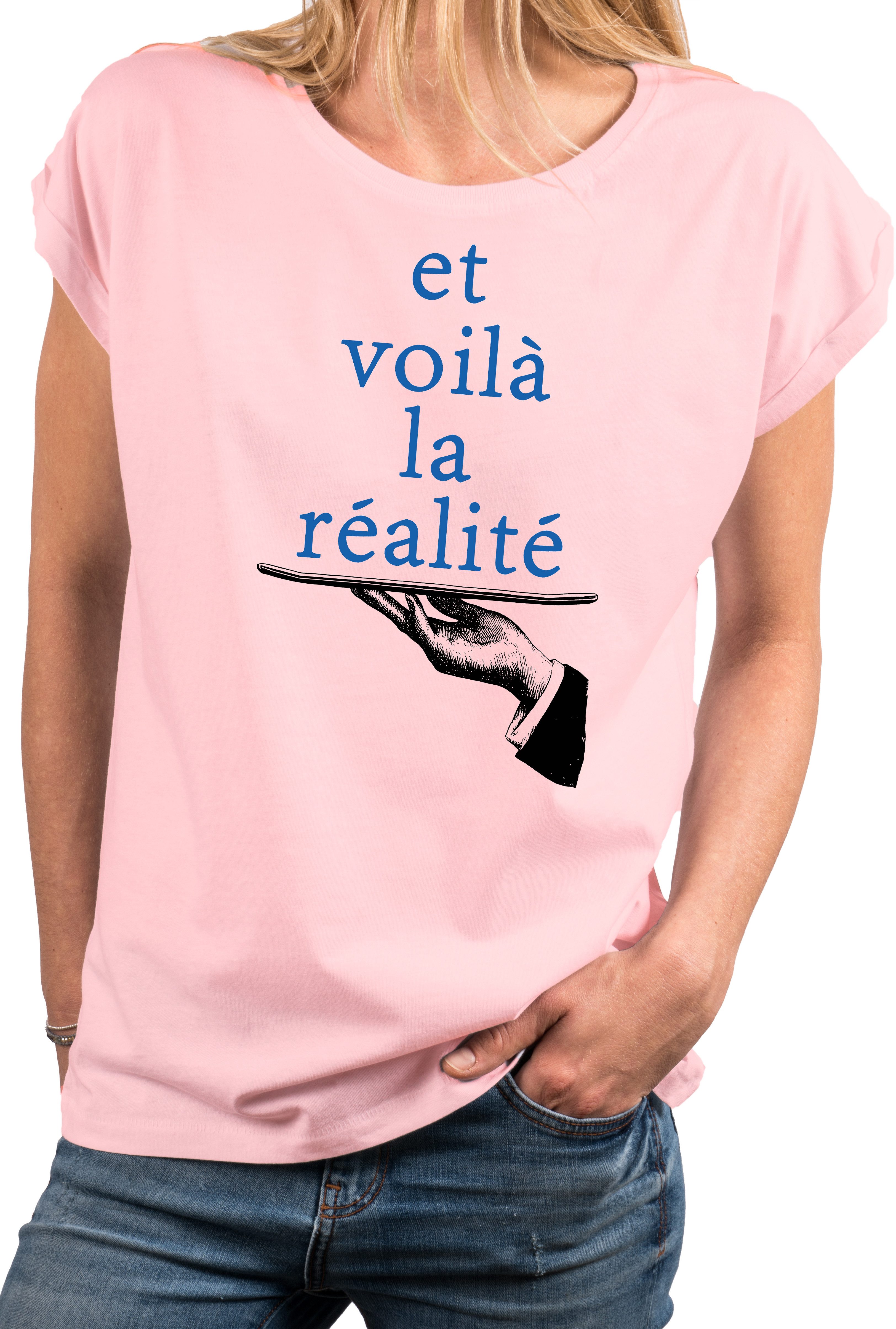 T-Shirt Lustiges Damen Top mit französischem Spruch, kurzarm