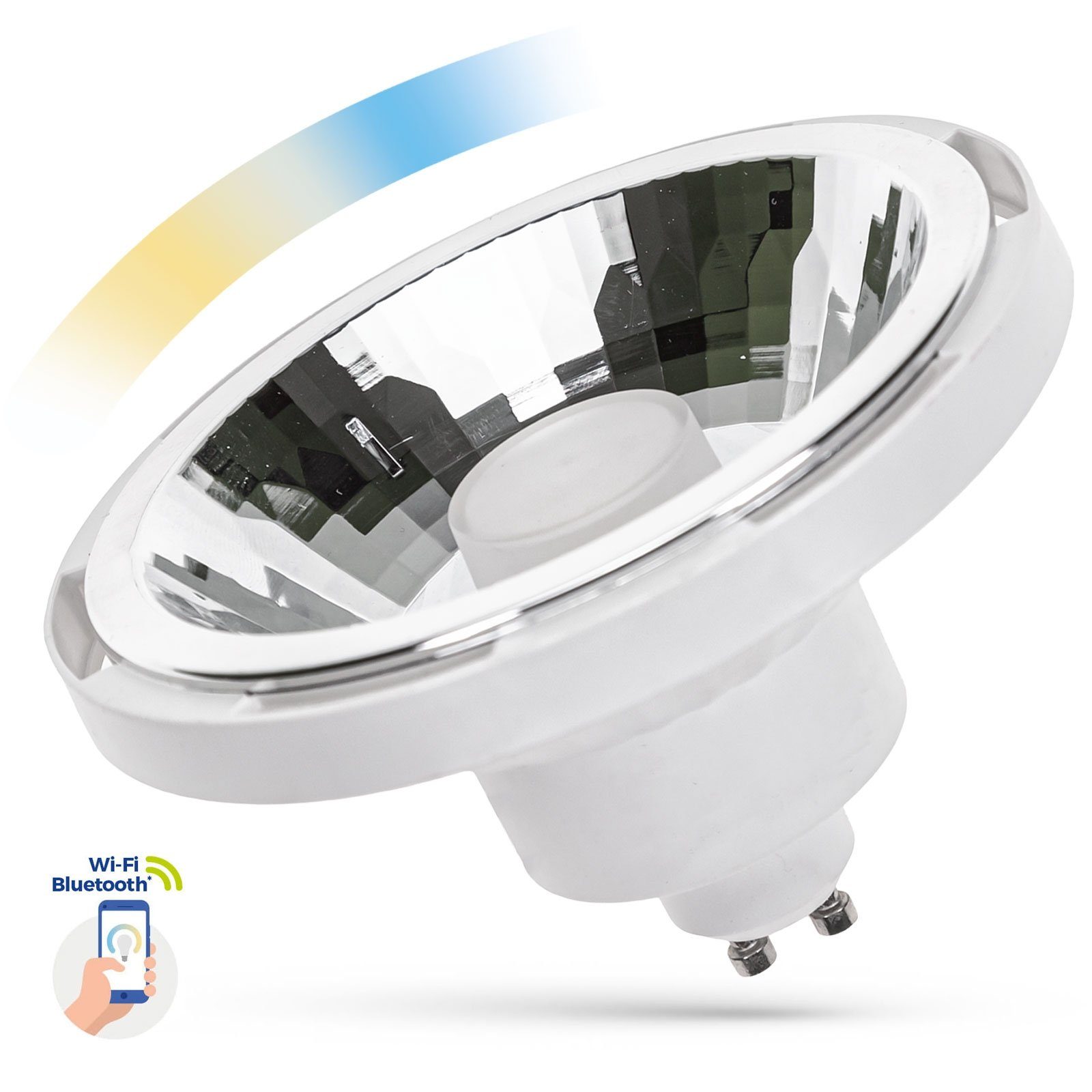 CCT-Farbtemperatursteuerung Farbwechsler, - LED AR111 tageslichtweiß warmweiß Spectrum DIMMBAR, GU10 bis GU10, SMART Reflektor 1050lm 10W Home, Smart Smart LED-Leuchtmittel Alexa 3000K-5800K