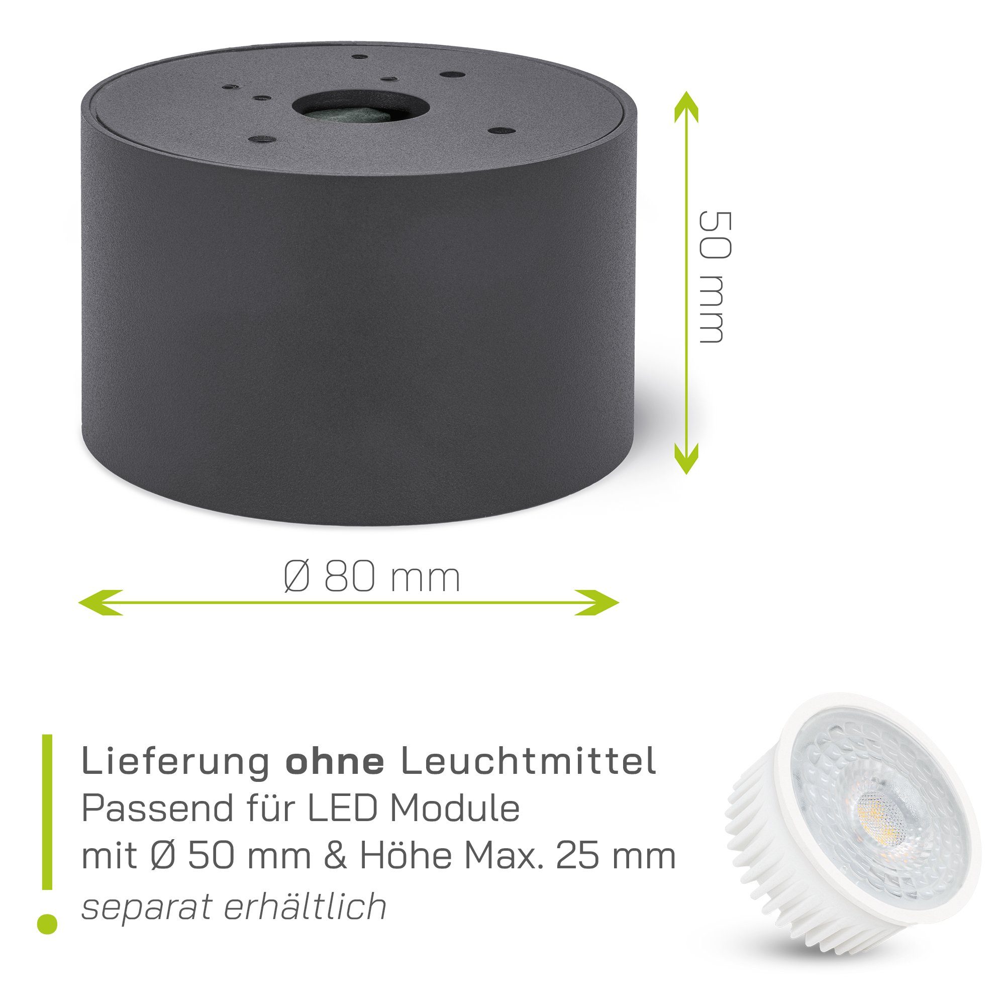 linovum LED Aufbaustrahler Schwenkbare schwenkbar, inklusive, Leuchtmittel inklusive nicht Aufbauleuchten SMOL Leuchtmittel nicht Aufbauspot - anthrazit