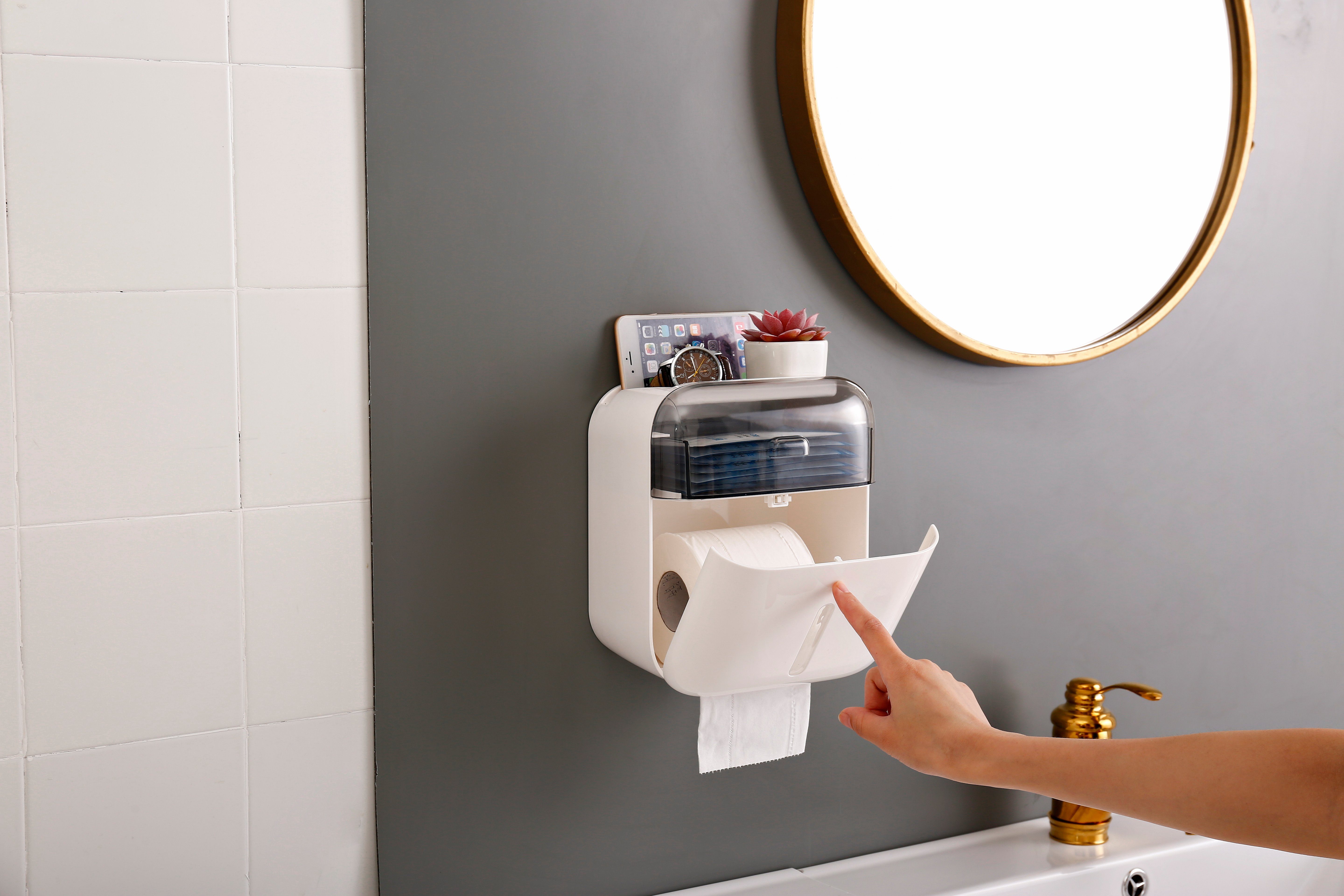 mit Toilettenpapierhalter & Selbstklebend Schublade Creliv Transparent (1) Handyhalter,