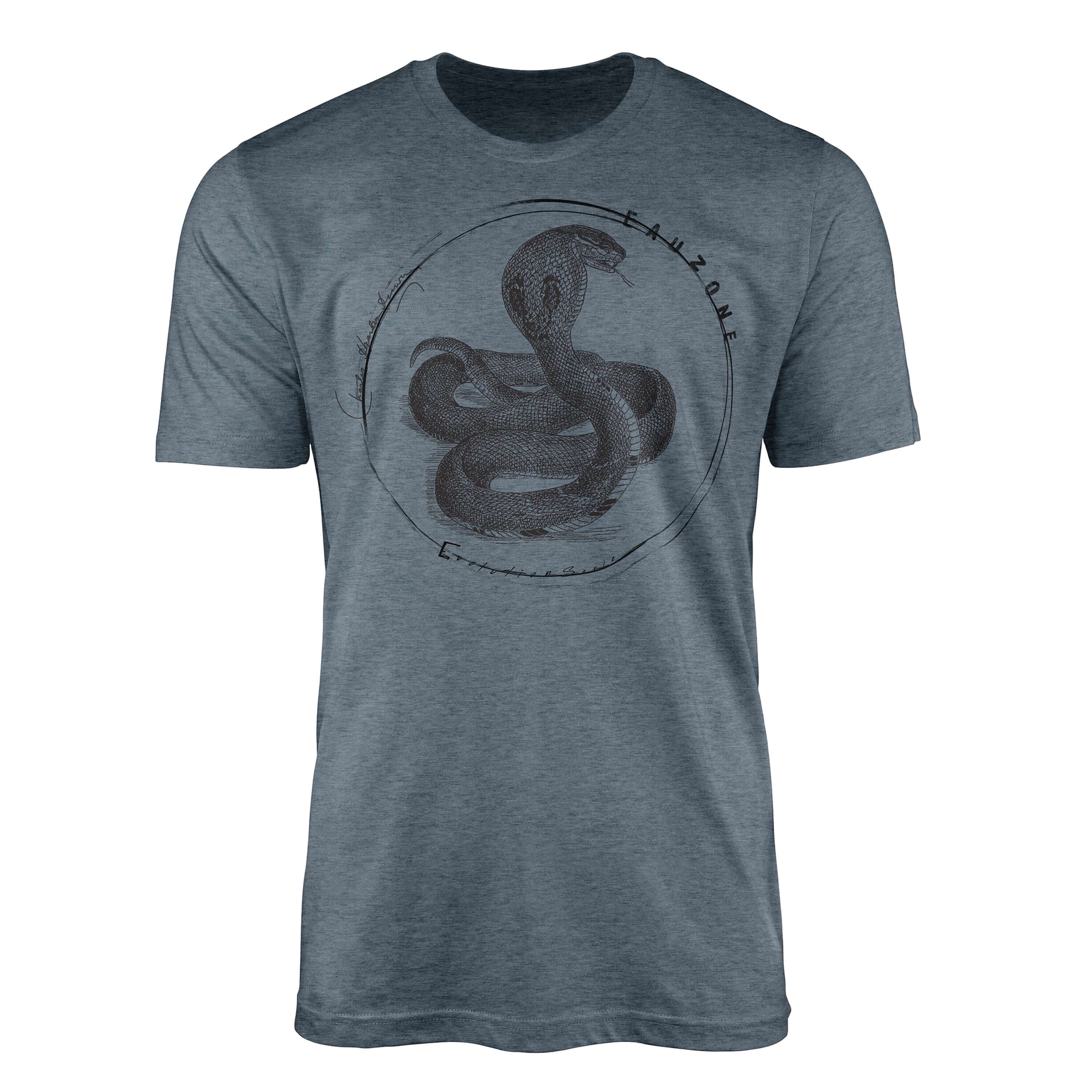 Sinus Art T-Shirt Evolution Herren T-Shirt Kobra Indigo