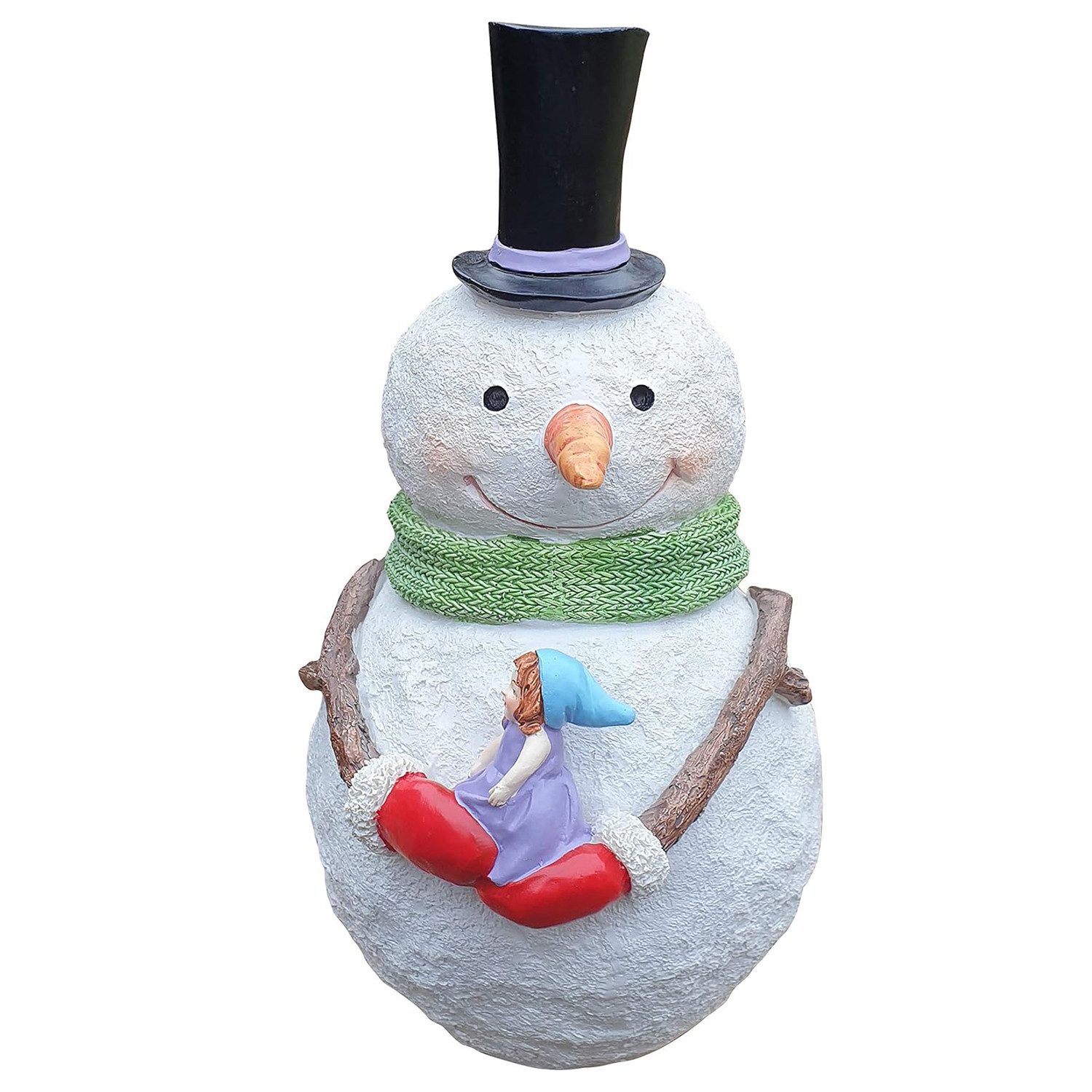 Fachhandel Plus Weihnachtsfigur Schneemann mit Winterkind im Arm Weihnachtsfigur Dekofigur (1x stehend), weihnachtliche Dekoration