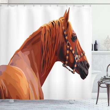 Abakuhaus Duschvorhang Moderner Digitaldruck mit 12 Haken auf Stoff Wasser Resistent Breite 175 cm, Höhe 180 cm, Tier Fahre Jokey Natur Pferd