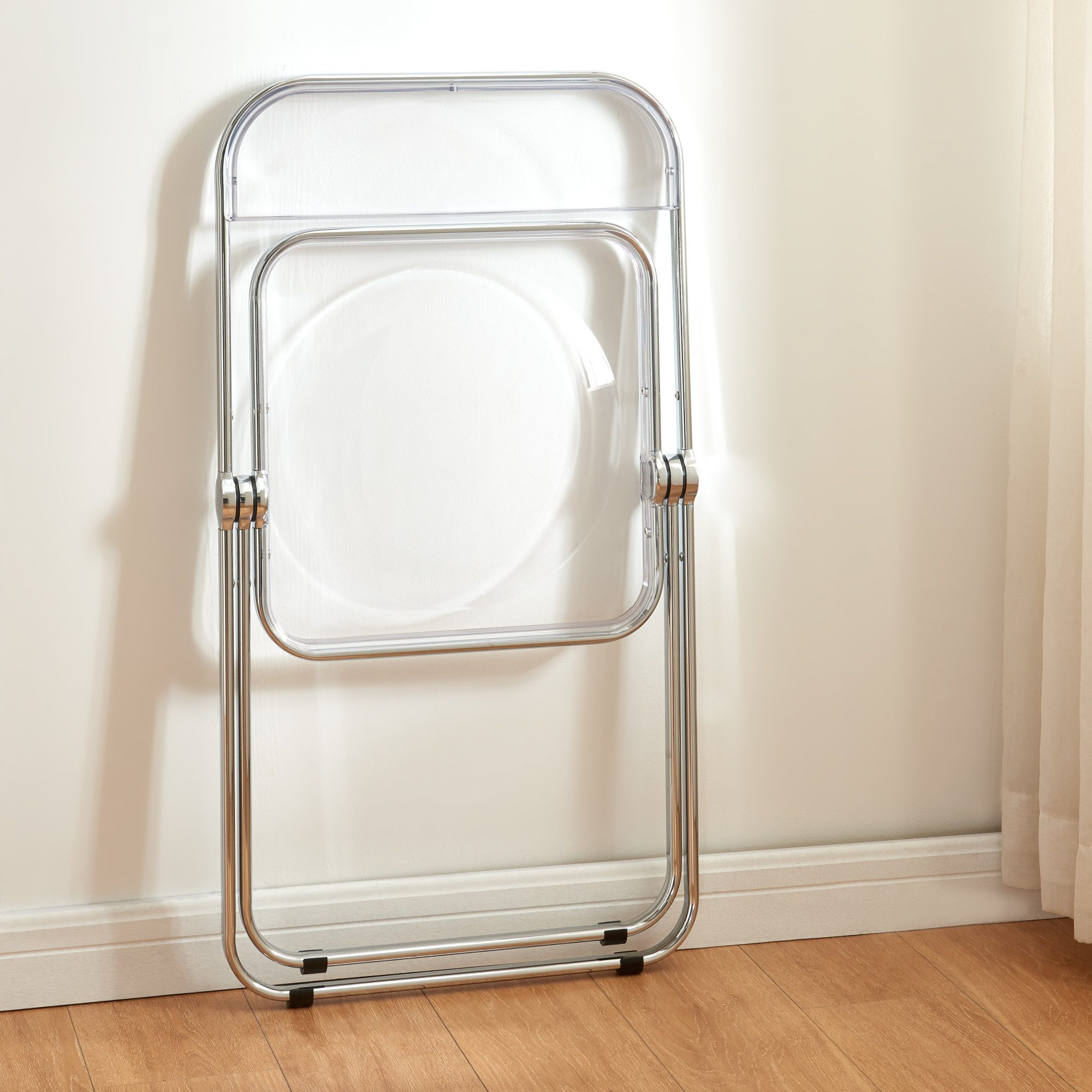 en.casa Klappstuhl (2 St), »Pornainen« Besucherstuhl Stahlgestell Transparent