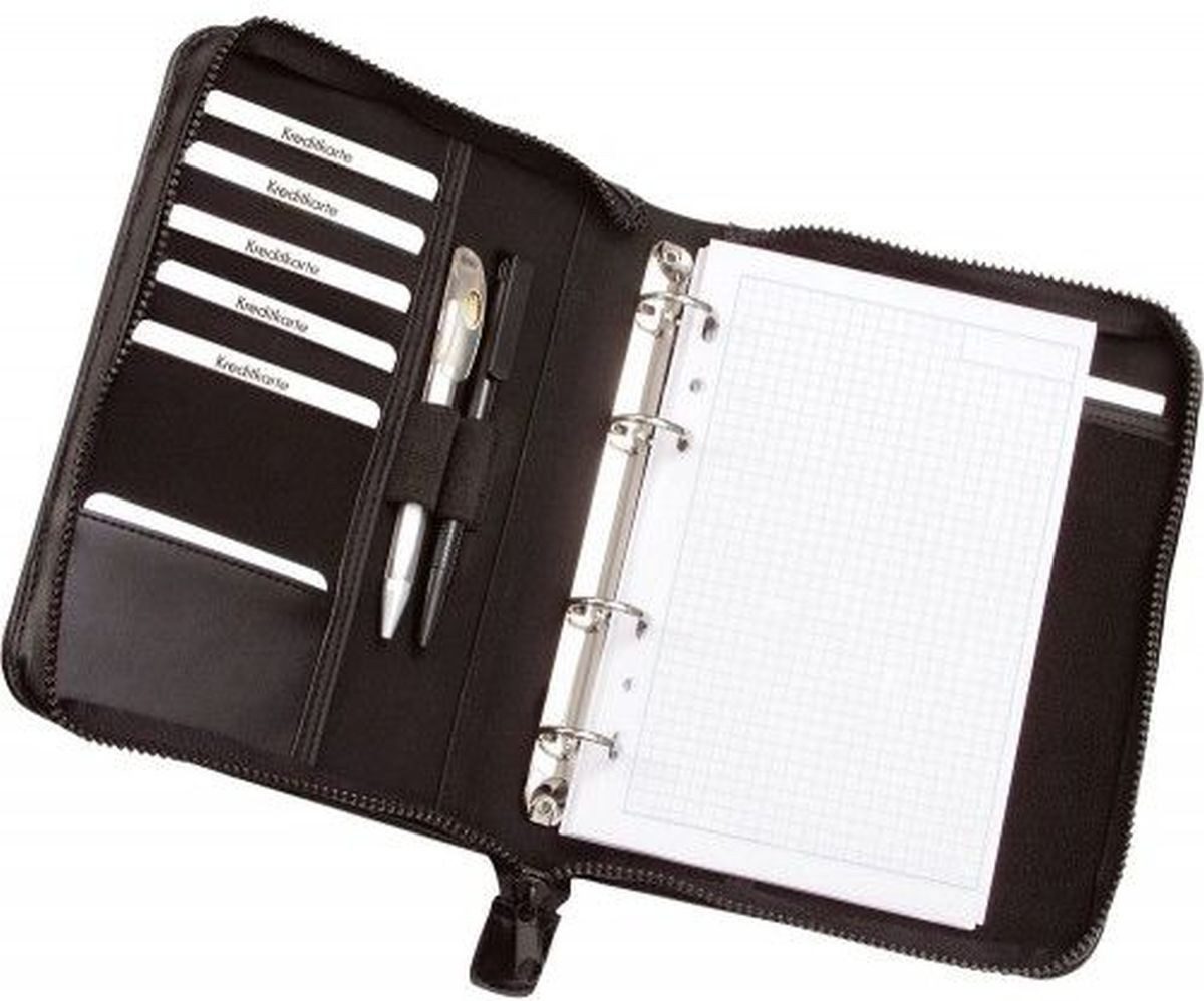 Alassio® Schreibmappe Ringbuchmappe Luino A5 FineTouch Lederimitat schwarz