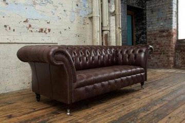 JVmoebel Chesterfield-Sofa Polster Sofa Design Sofas 3 Sitzer Chesterfield 100% Leder Sofort, Made in Europe