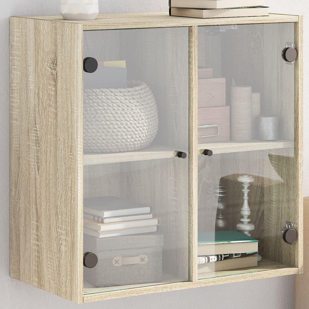 vidaXL Hängeschrank NA Hängeschrank Wandschrank Sonoma Eiche 68x37x68,5 cm mit Glastüren