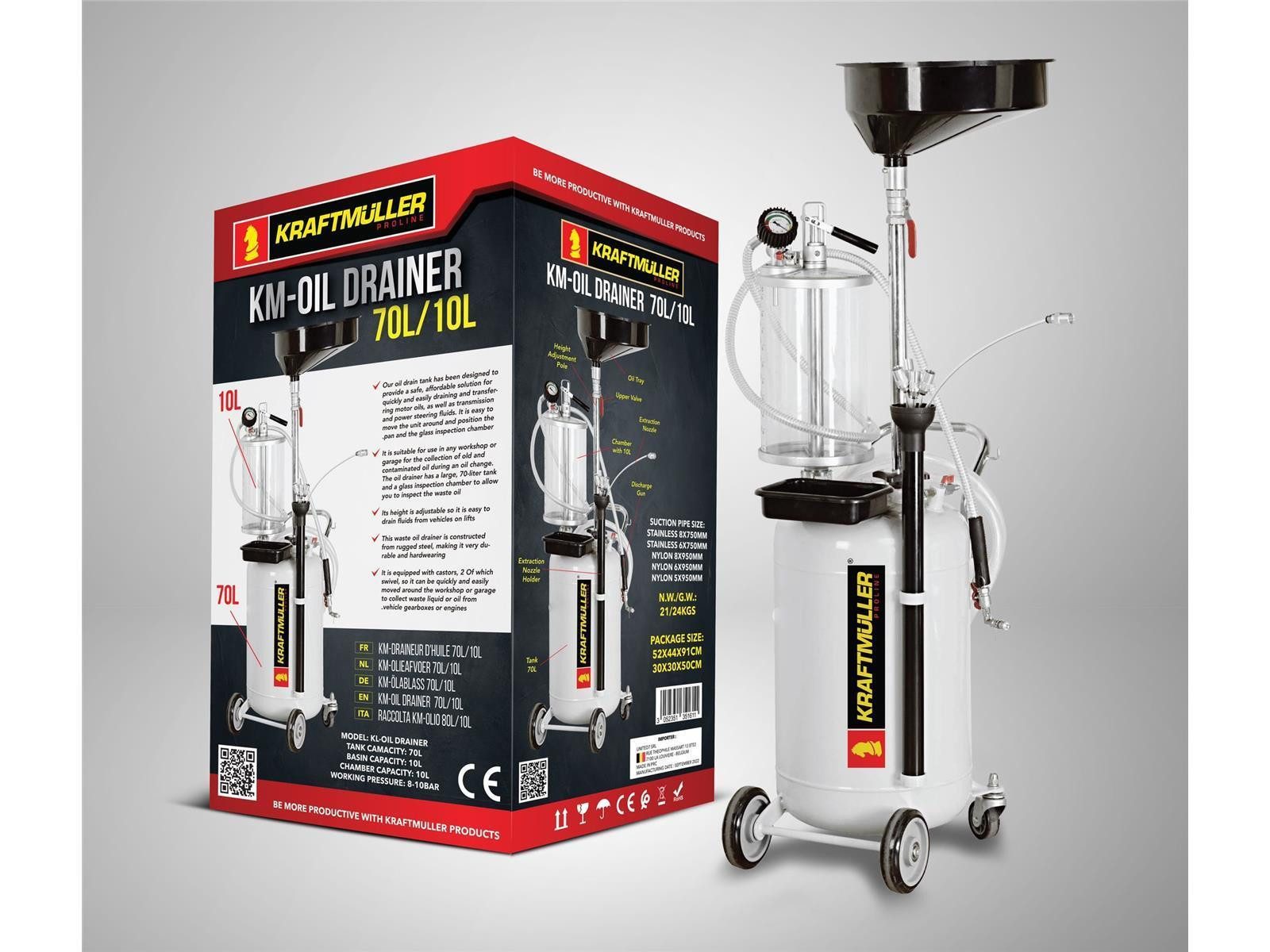 KraftMüller Ölauffangwanne KraftMüller 70L+10L Ölabsauggerät