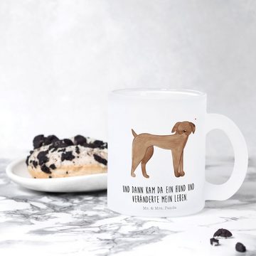 Mr. & Mrs. Panda Teeglas Hund Dogge - Transparent - Geschenk, Teetasse, Tierliebhaber, Hundebe, Premium Glas, Edler Aufdruck