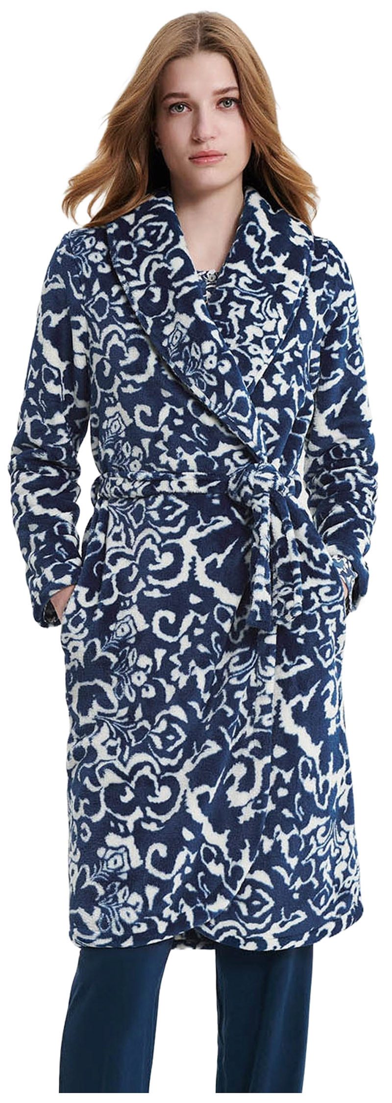 Vamp Damenbademantel VAMP lingerie, Polyester, Schalkragen, Gürtel