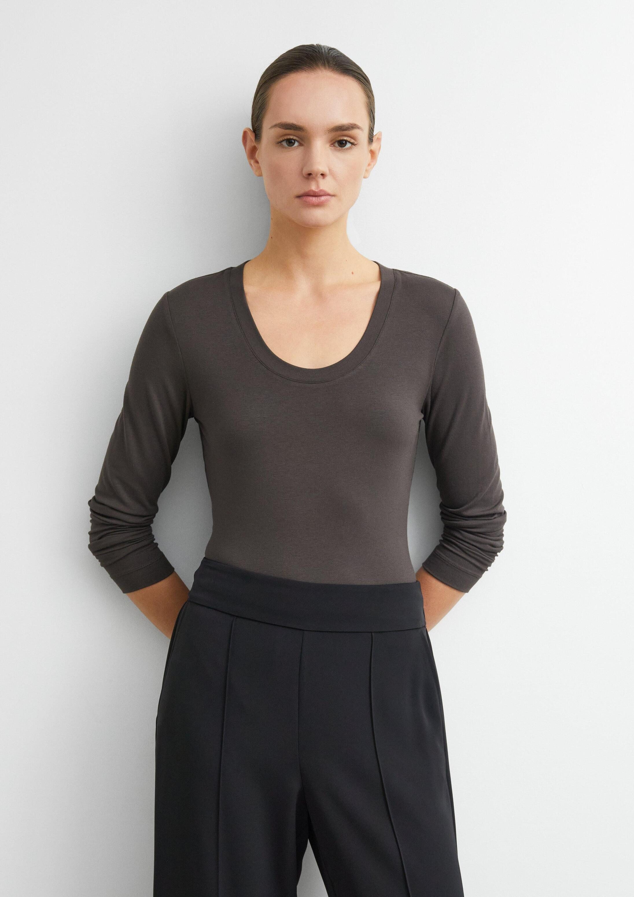 comma Langarmshirt T-Shirt Longsleeve aus Viskosestretch