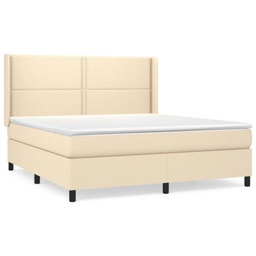 vidaXL Bettgestell Boxspringbett mit Matratze Creme 160x200 cm Stoff Bett Bettgestell