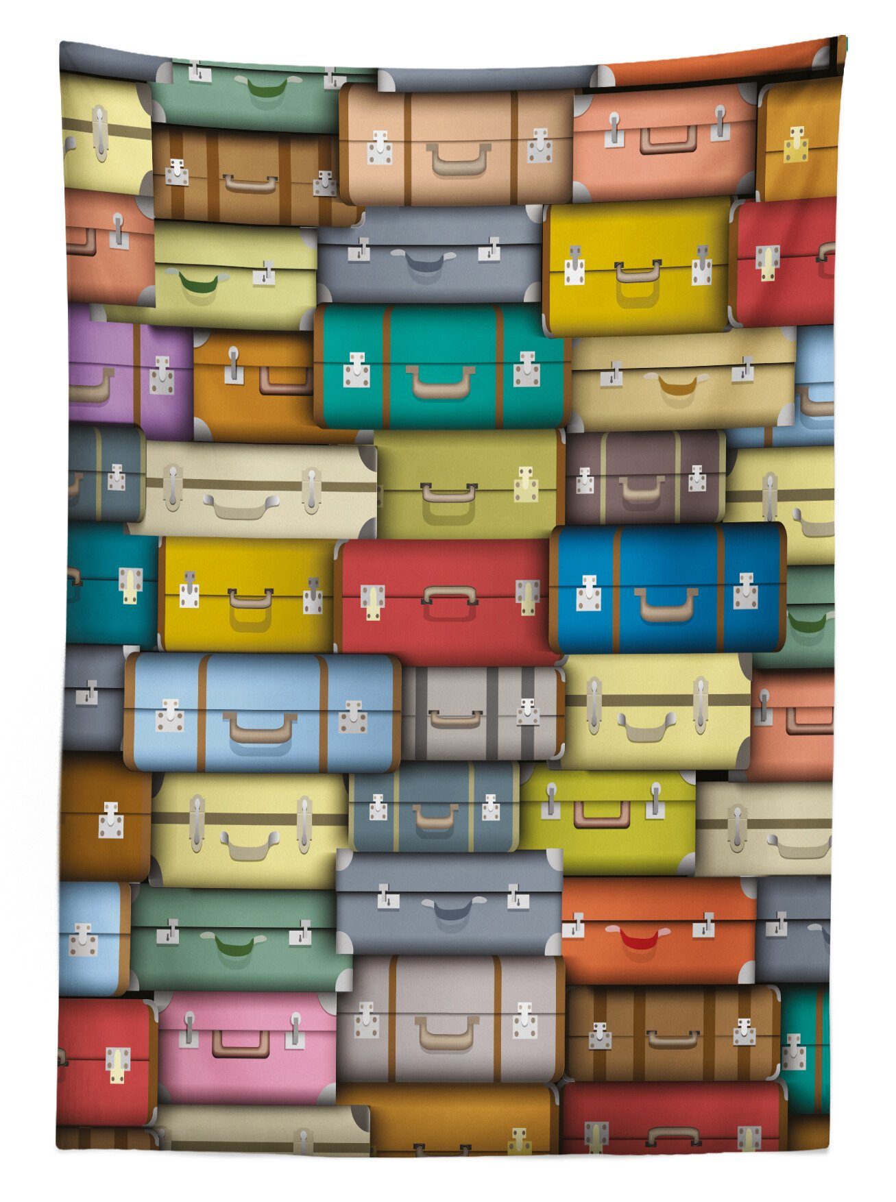 Abakuhaus Tischdecke Waschbar Farbfest Reise-Koffer Außen Jahrgang Farbige Klare Farben, geeignet Bereich Für den