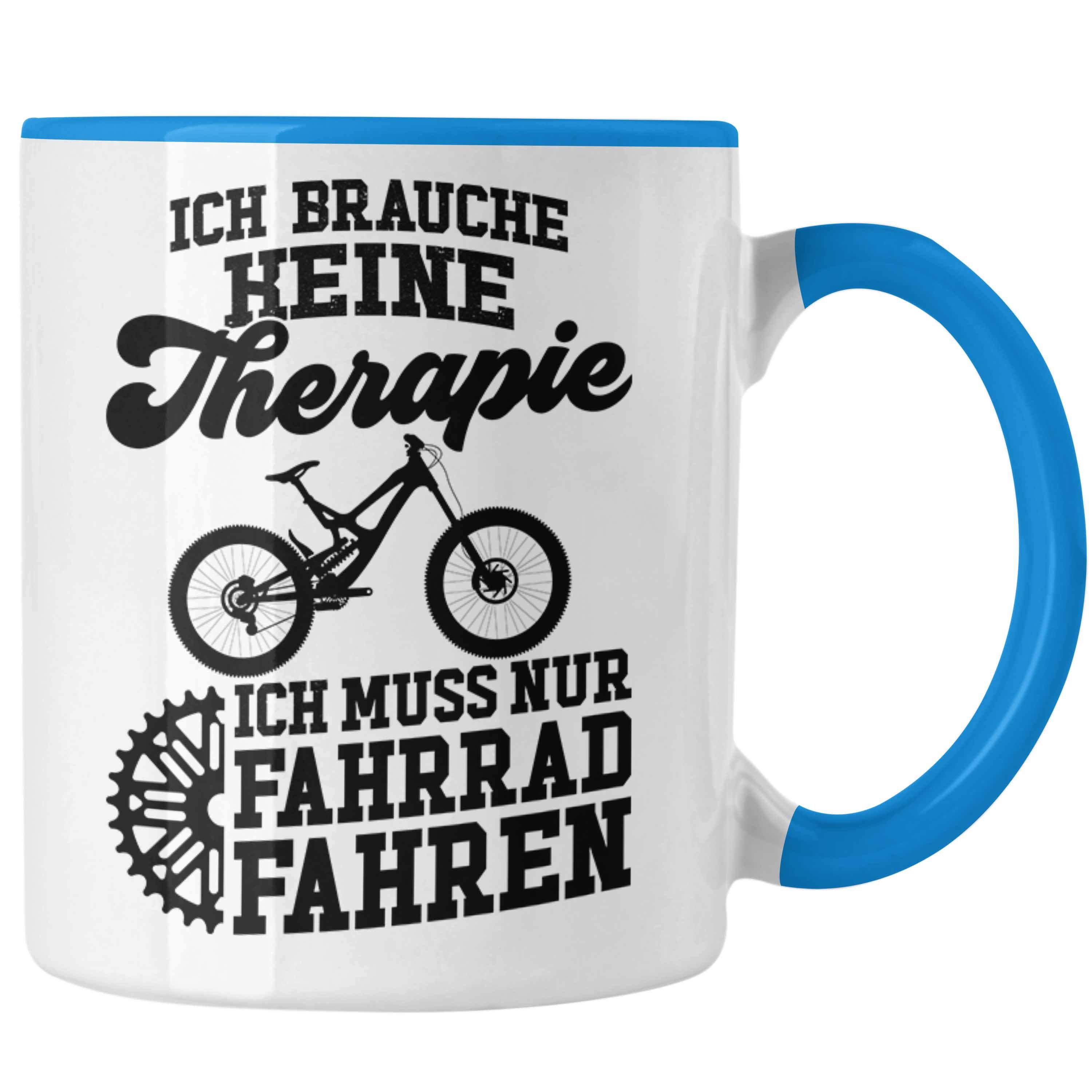 Trendation Tasse Trendation - Fahrrad Radfahrer Geschenk Rennrad Bike Geschenkideen Tasse Fahrradfahrer Kaffeetasse Therapie Blau
