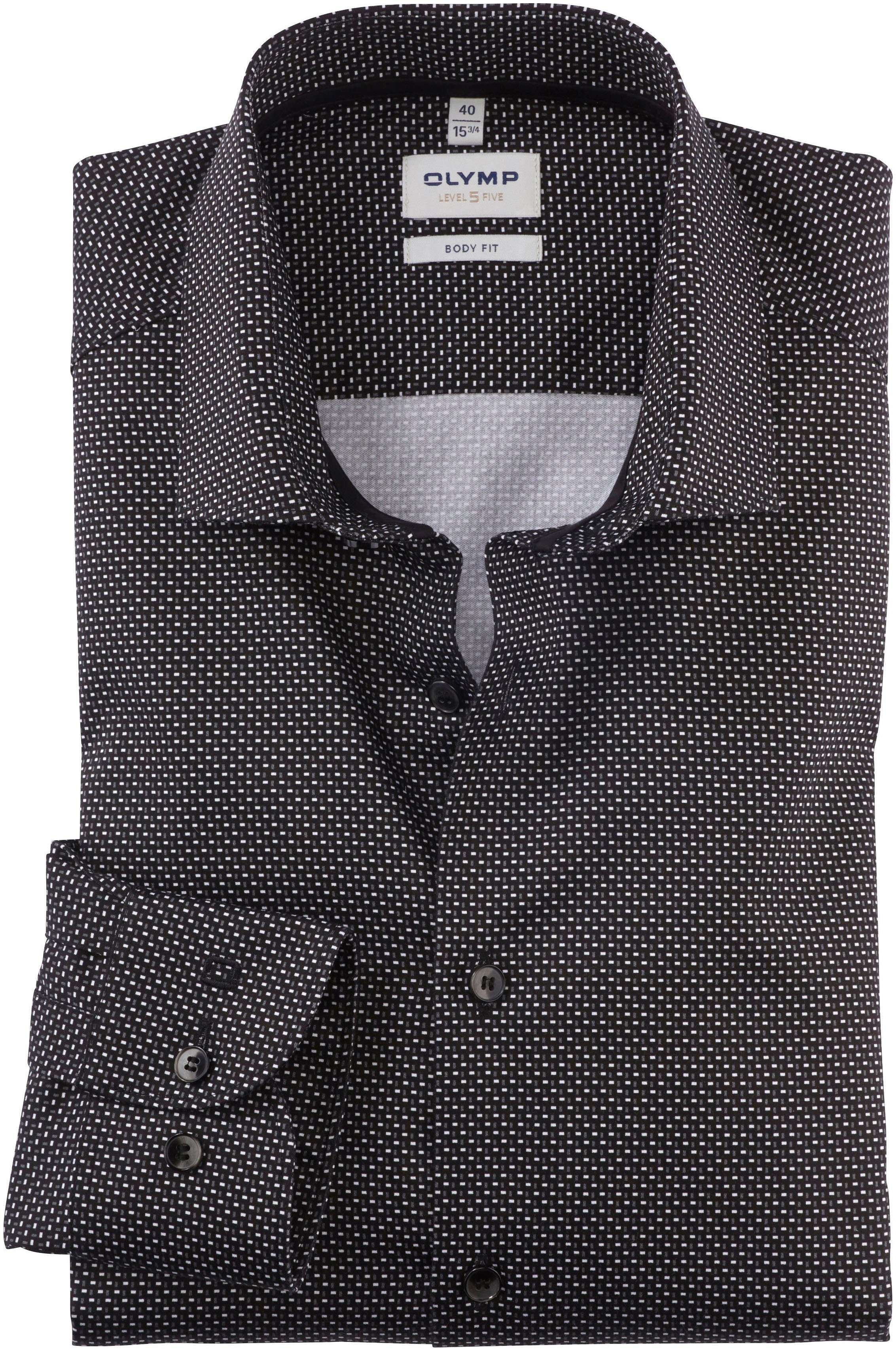 Berühmte Luxusmarke OLYMP Businesshemd Level 5 Five fit schwarz body