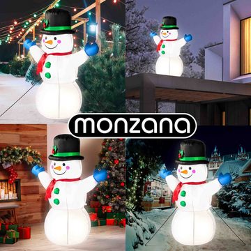 monzana Schneemann, Aufblasbarer XL 120cm LED Beleuchtet Befestigungsmaterial IP44 Außen