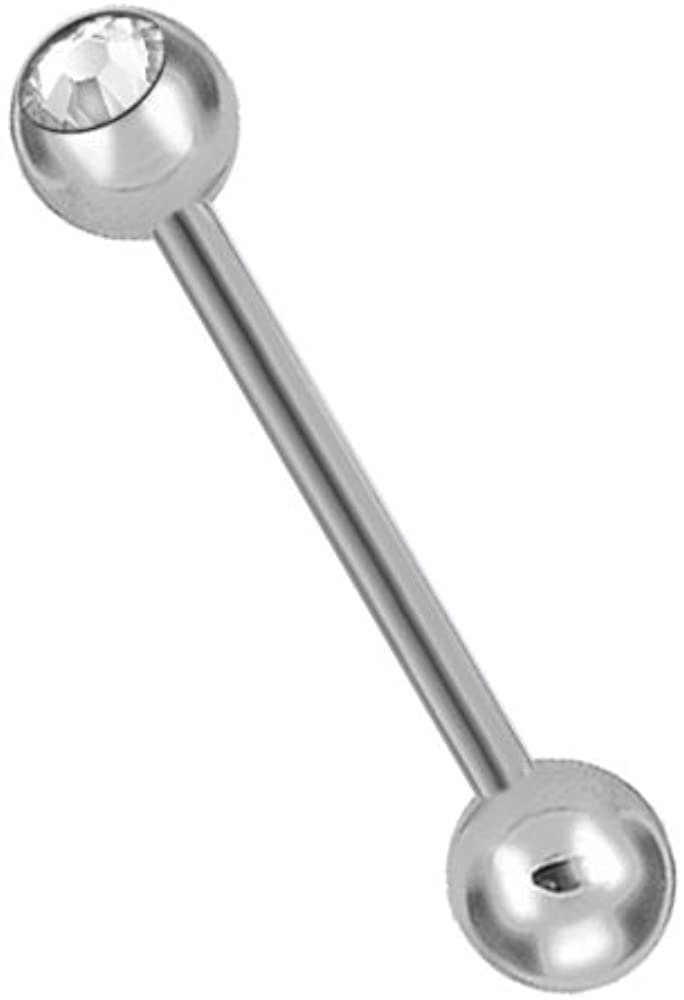 5mm Zungenpiercing G23 - Millimeter Kugel Weiss Titan Intimpiercing - Karisma Hantel Kristall TJRB 16.0 Piercing