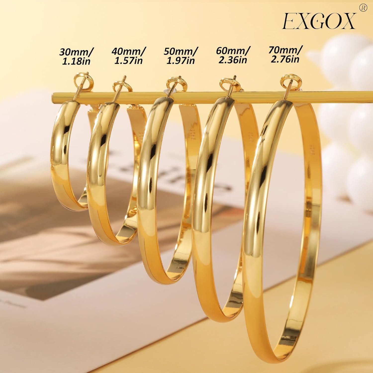 LuxusKollektion Paar Creolen Creolen Silber 925 14K Vergoldet Hypoallergen 5mm Gold 40MM – Bild 4 von 5