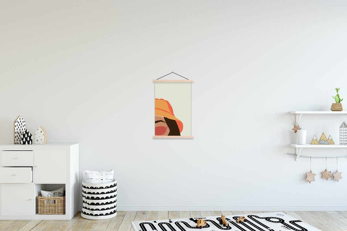 MuchoWow Poster Frauen Sonnenbrille Hut, Posterleiste, für - Magnetisch Textilposter - Wohnzimmer, Bilderleiste, St), (1