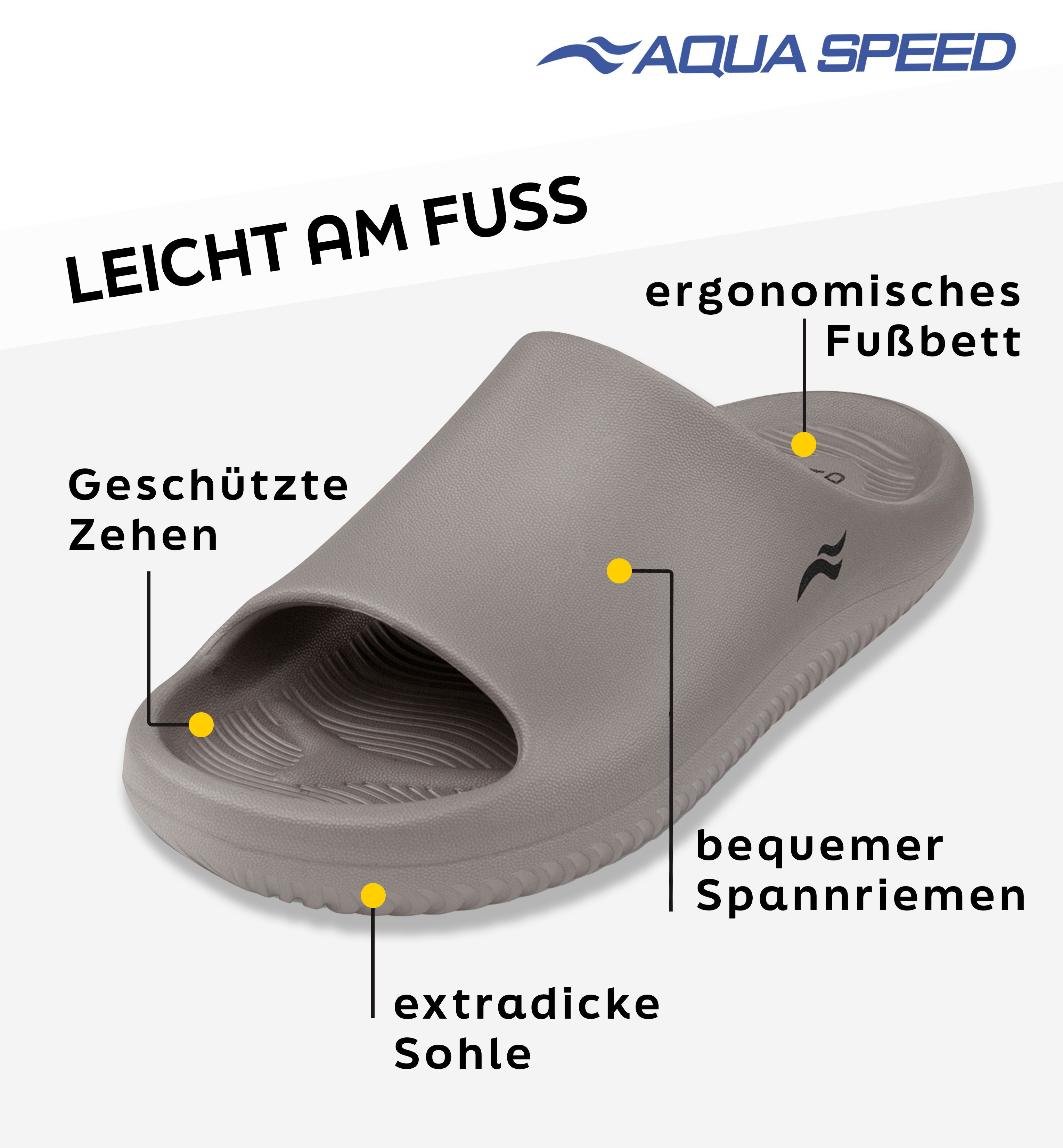 Aqua Speed Toledo Badelatschen rutschfest dicke Soft-Sohle + Mikrofaserhand günstig online kaufen