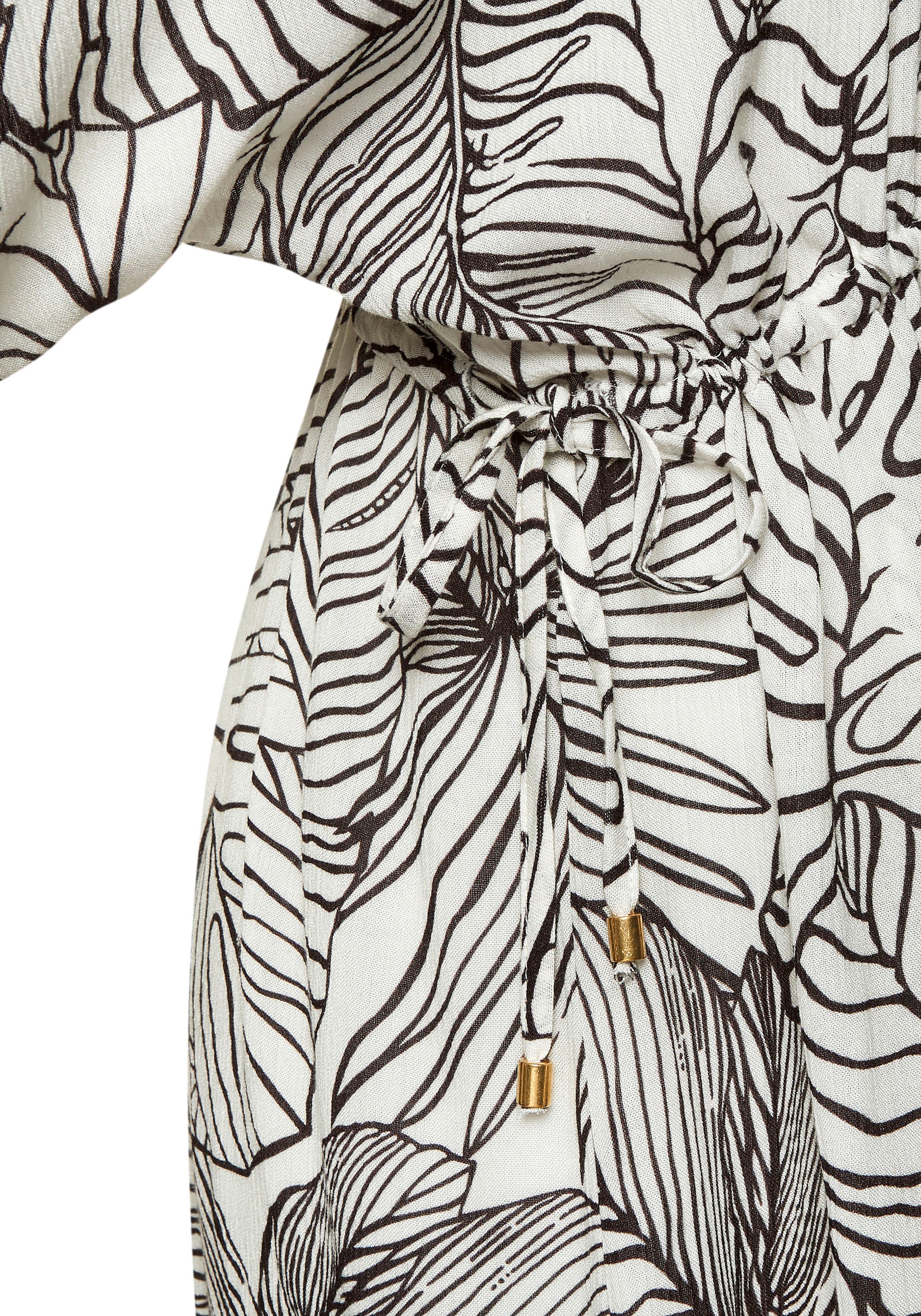 s.Oliver Longtunika aus gekreppter Viskose, kurzes Sommerkleid, Blusenkleid, taillierbar