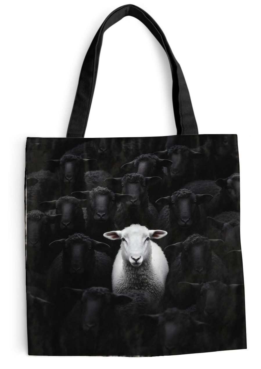 MuchoWow Shopper Schafe - Weiß - Dunkelheit, Handtasche, Damen und Herren, Schultertasche, Umhängetasche, Tote Bag