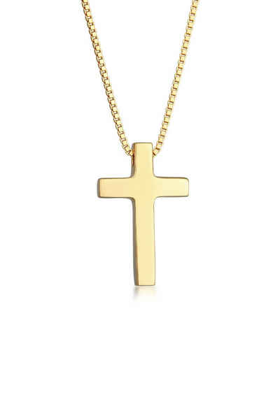 Elli Premium Kette mit Anhänger Kreuz Religion Basic Unisex 925 Silber, Kreuz