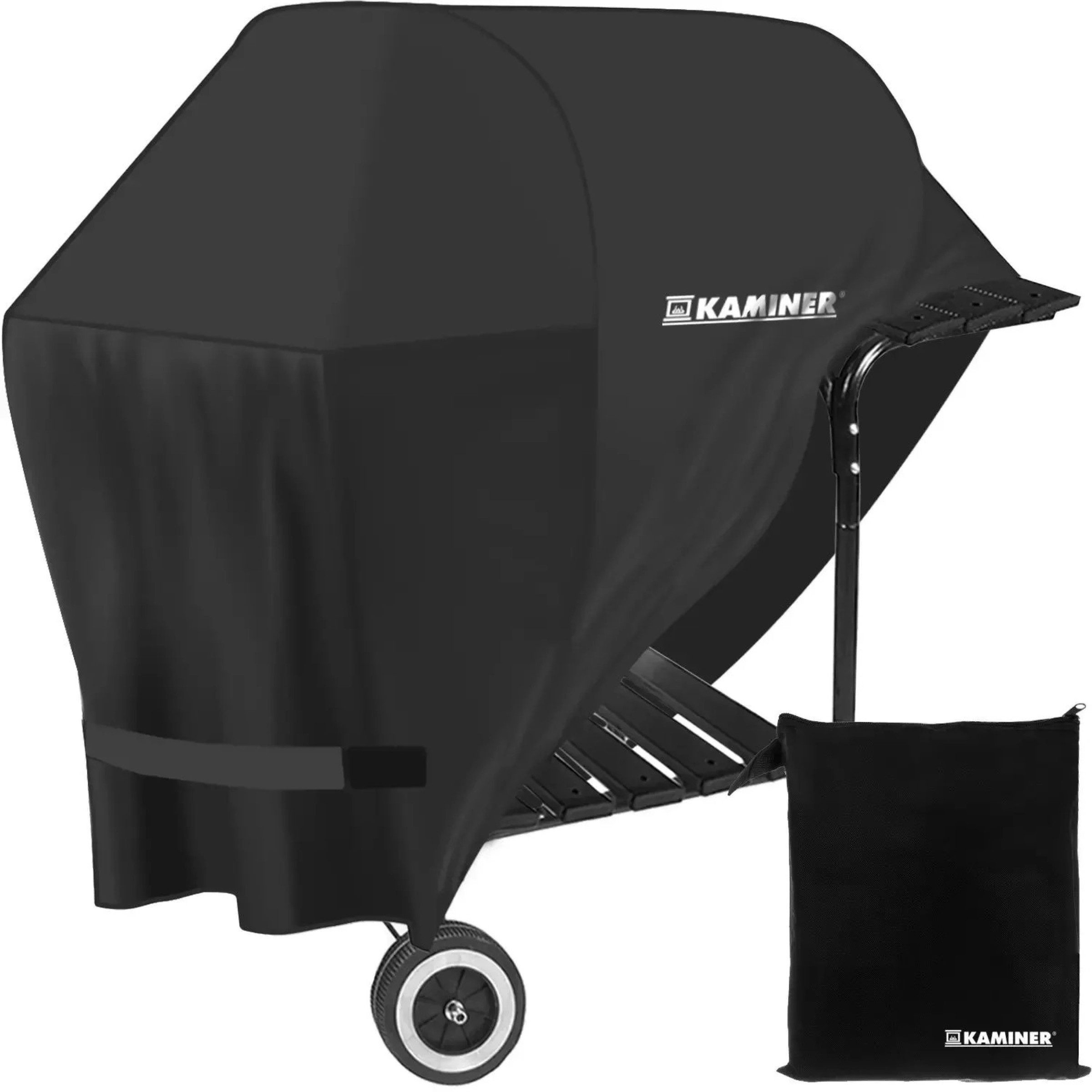 Kaminer Grillabdeckhaube Grillabdeckung 95x100x60 cm Wasserdicht UV-Schutz Oxford Schwarz, Wasserdicht, UV-beständig, reißfest, windfest mit Klettverschluss