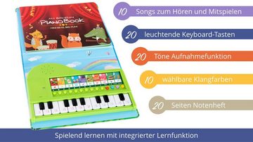 FunKey Spielzeug-Musikinstrument Musikbuch mit Leuchttastenkeyboard, mit Aufnahme- und Follow-Funktion - 10 Klänge und 10 Lieder