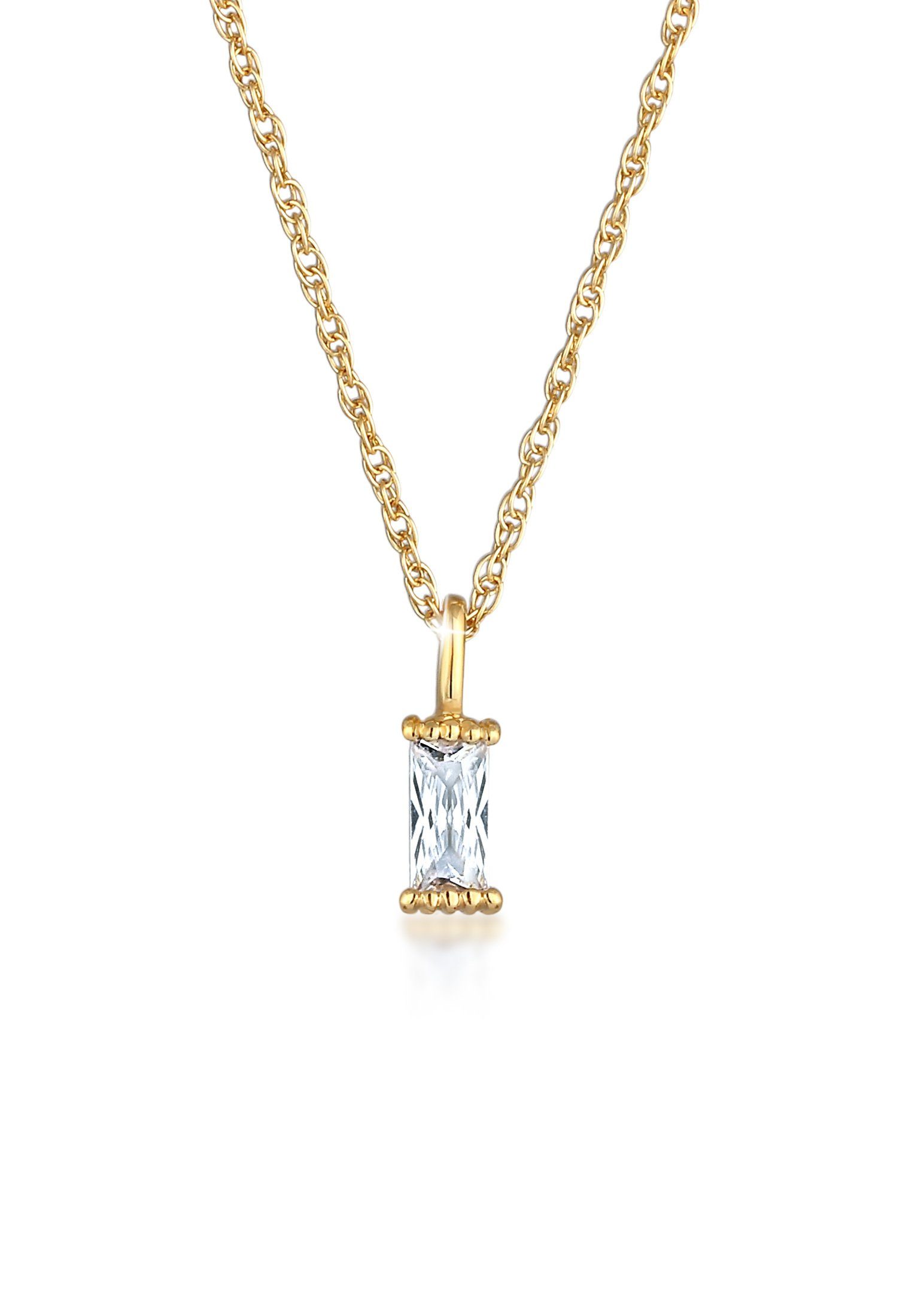 Elli Kette mit Anhänger Anhänger Solitär Zirkonia Rechteck 925 Silber