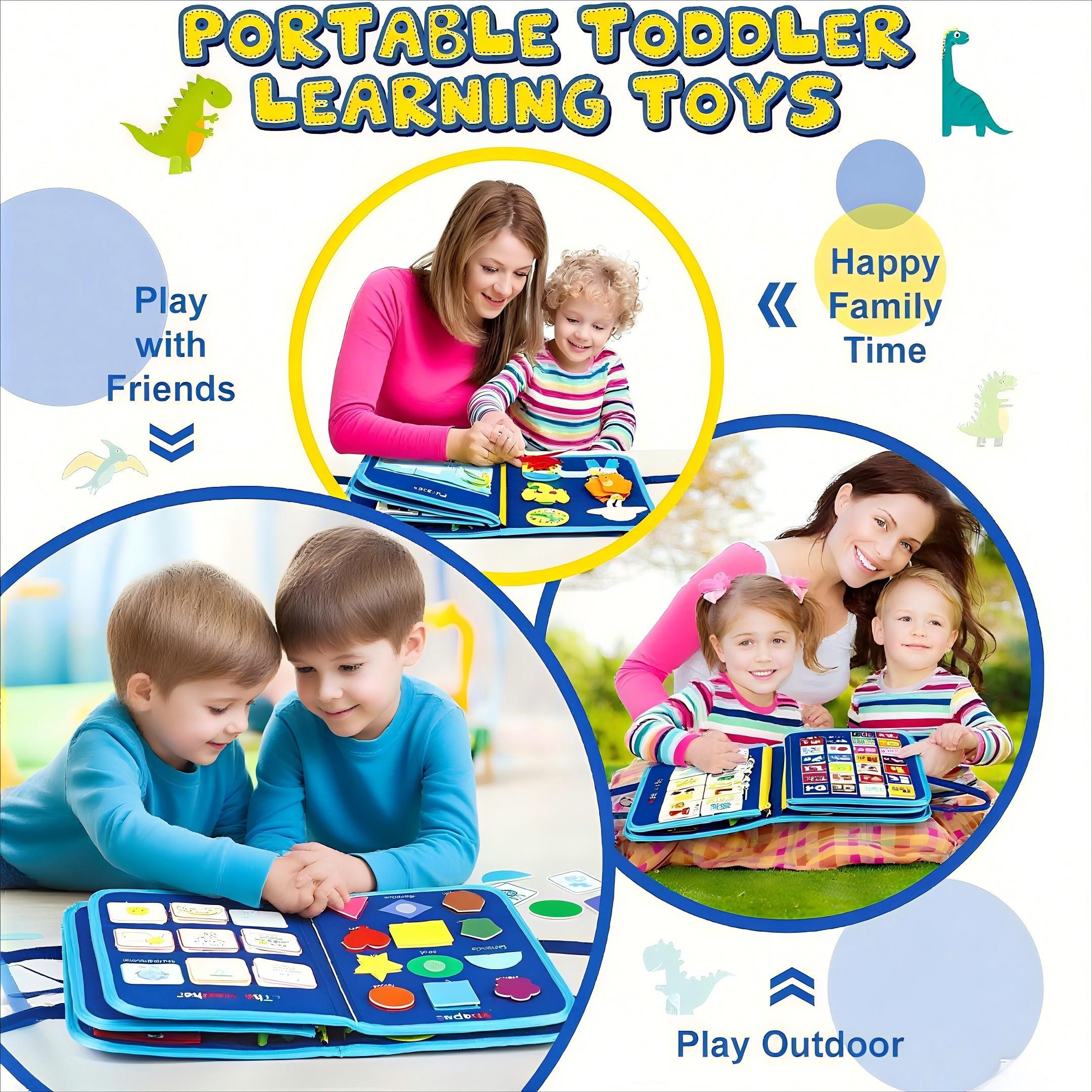 POPOLIC Lernspielzeug Busy Board für Kinder - Activity Board Montessori Spielzeug (Motorik Lernspielzeug Kleinkind Sensorik Spielzeug Quiet Book, 1-St), für 1 2 3 4 5 Jahre Junge und Mädchen