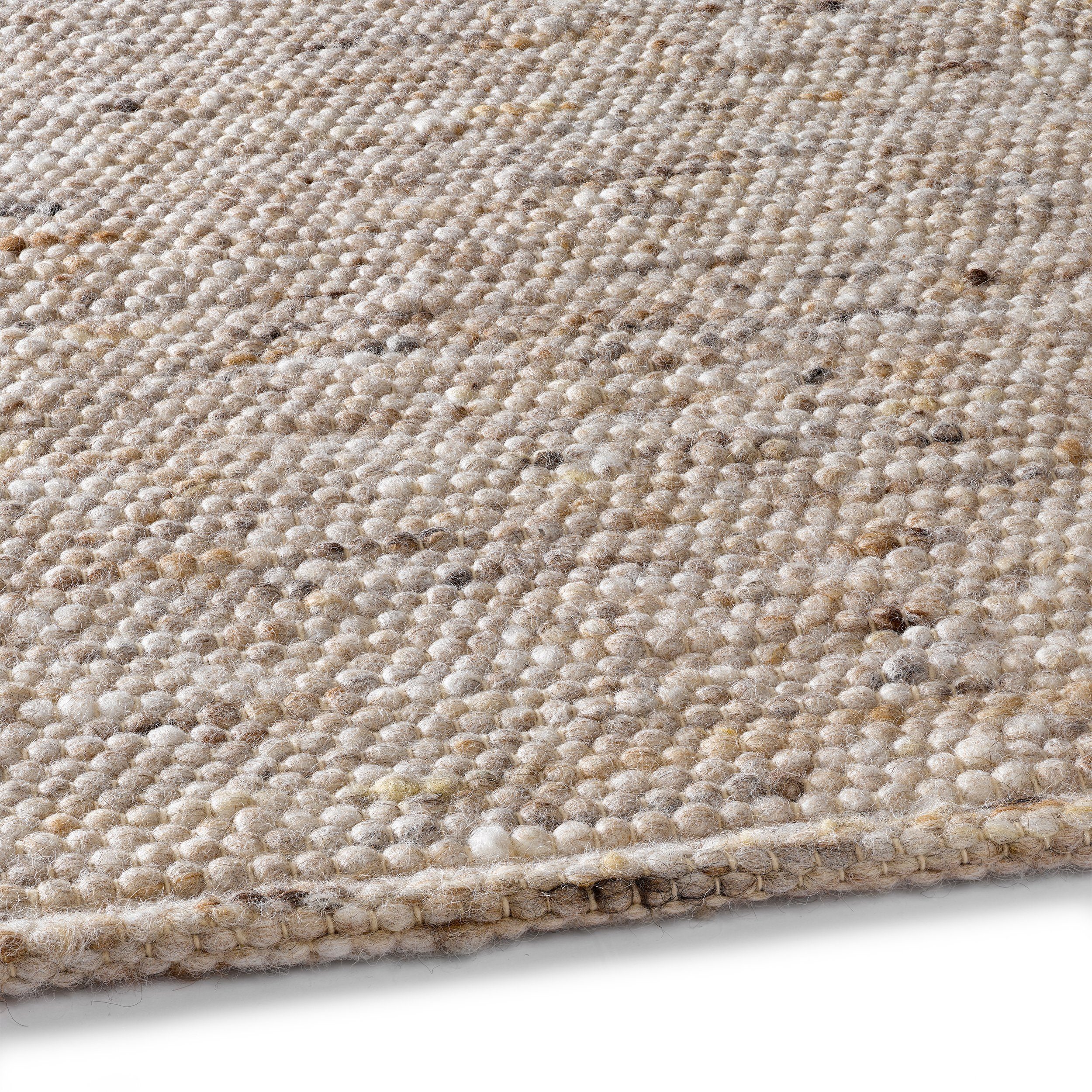 TaCa Home Wollteppich Gewalkter Handweb Woll-Teppich, rechteckig, Höhe: 10 mm, Sand - 60 x 120 cm