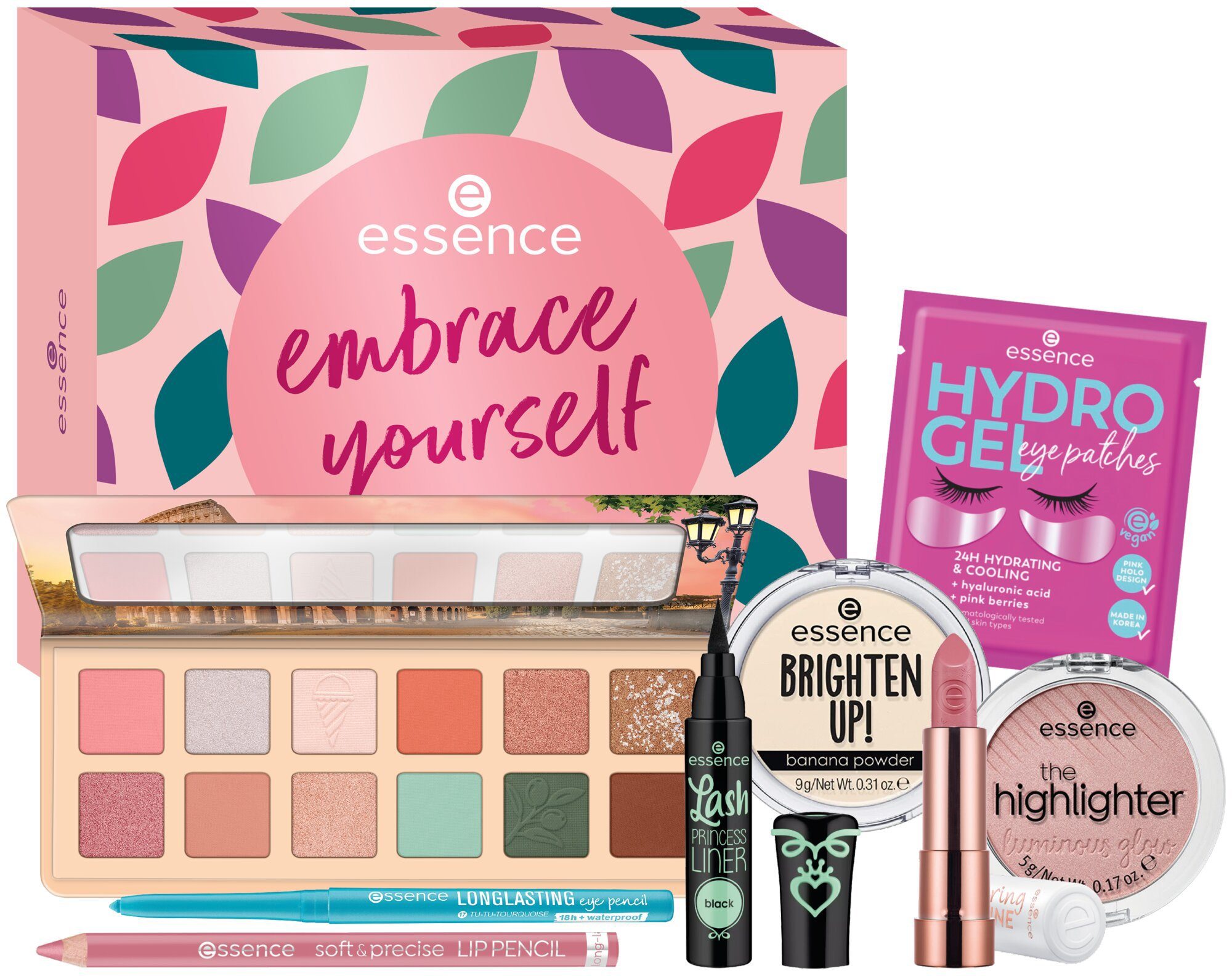 Essence Schmink-Set Embrace Yourself Beauty Box, 8-tlg., Schmink-Set mit 8 Beauty Essentials, acetonfrei, ohne Parabene