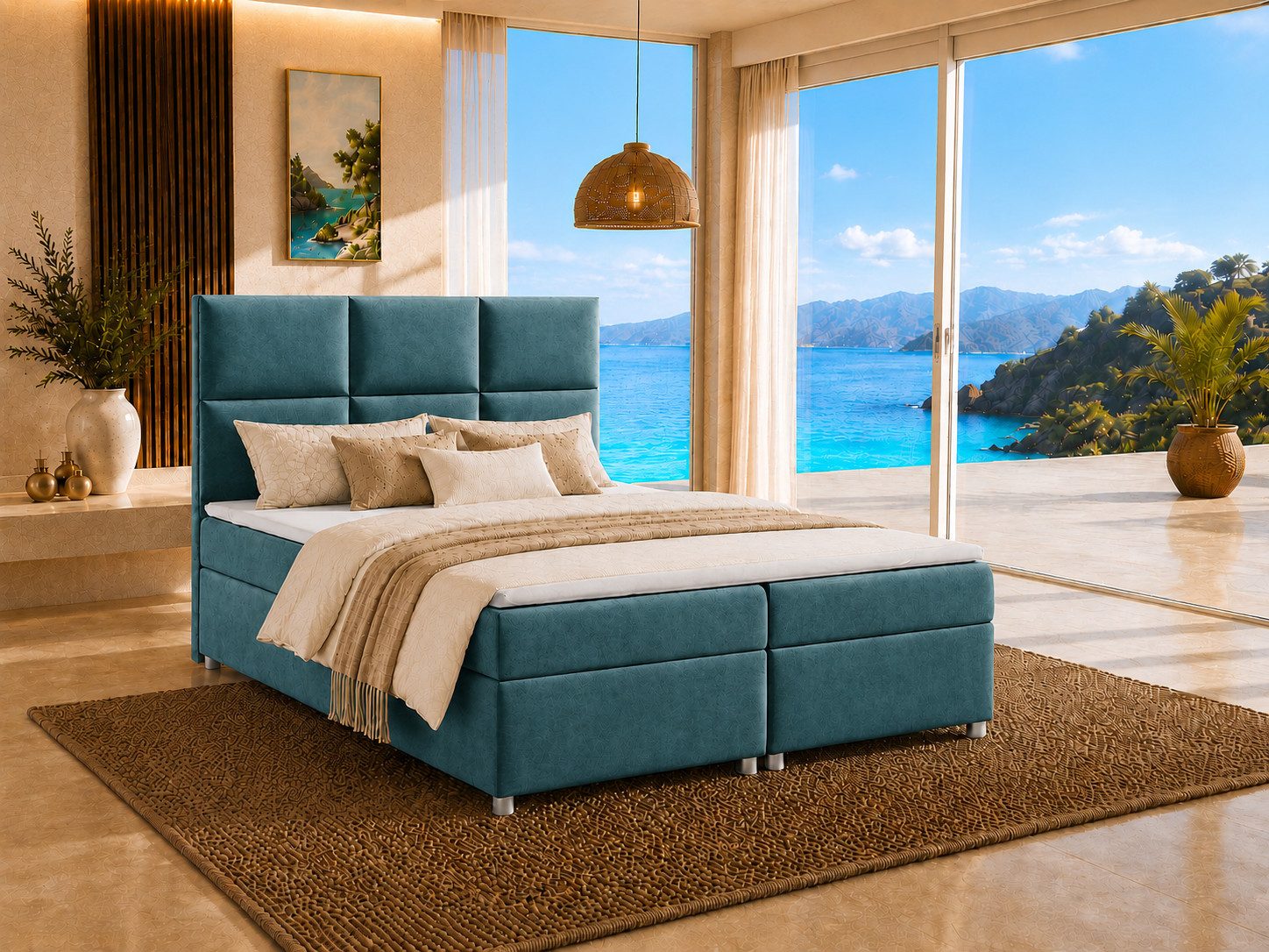 Best for Home Boxspringbett Trinity K-13 mit Stauraum & 5 cm Topper –Komfort (Einzelbett, 3-St., 140x200 160x200 180x200 200x200 cm), Zwei seitlich öffnende Bettkästen, ergonomischer Schlafkomfort