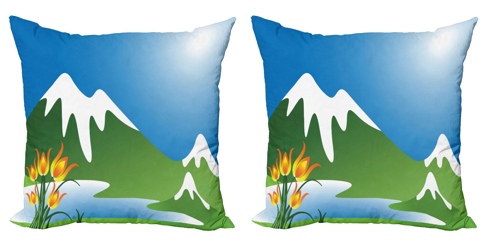 Kissenbezüge Modern Accent Doppelseitiger Digitaldruck, Abakuhaus (2 Stück), See Theme Snowy Bergblumen