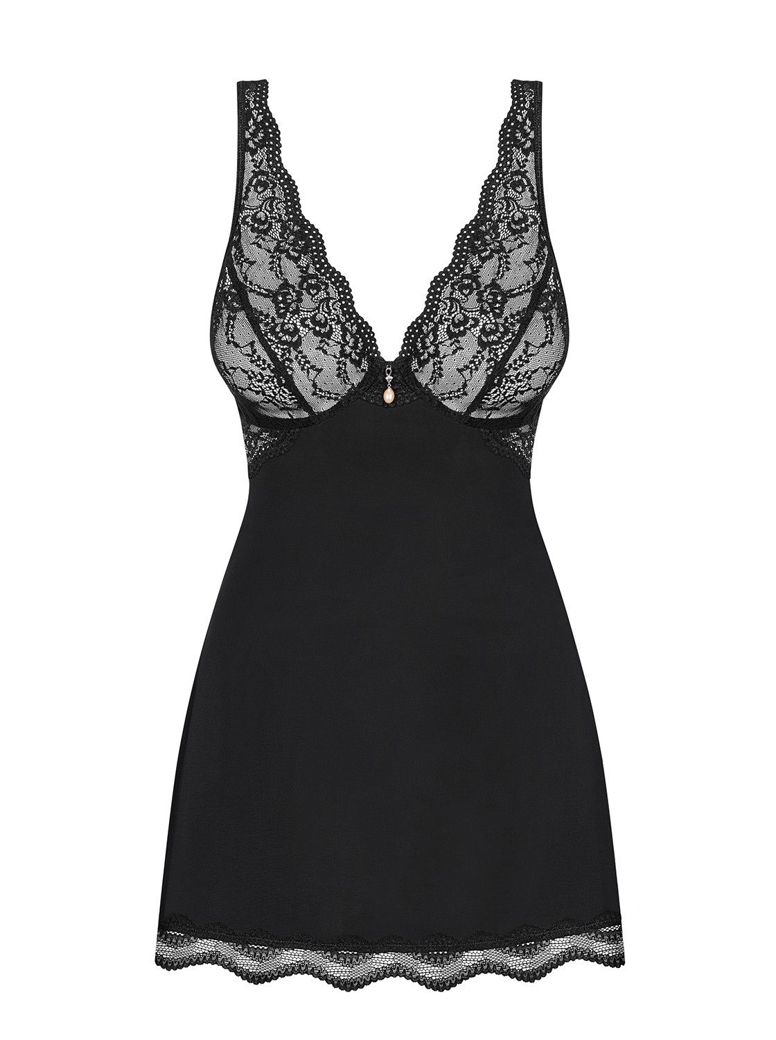 Obsessive Negligé Negligee Luvae schwarz mit String elastisch transparent (2-tlg)