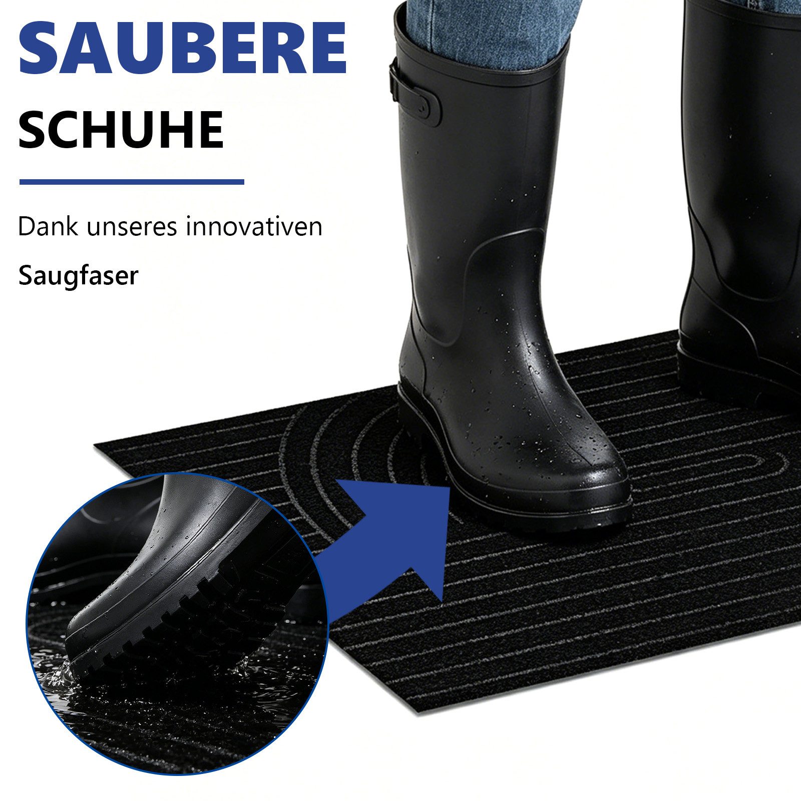 SunJas Fußmatte Innen- und Außentürmatte rutschfest Fußmatten saugfähig abriebfest, Fußmatte Eingang, rutschfeste Fußmatte,  Innen Außentürmatte
