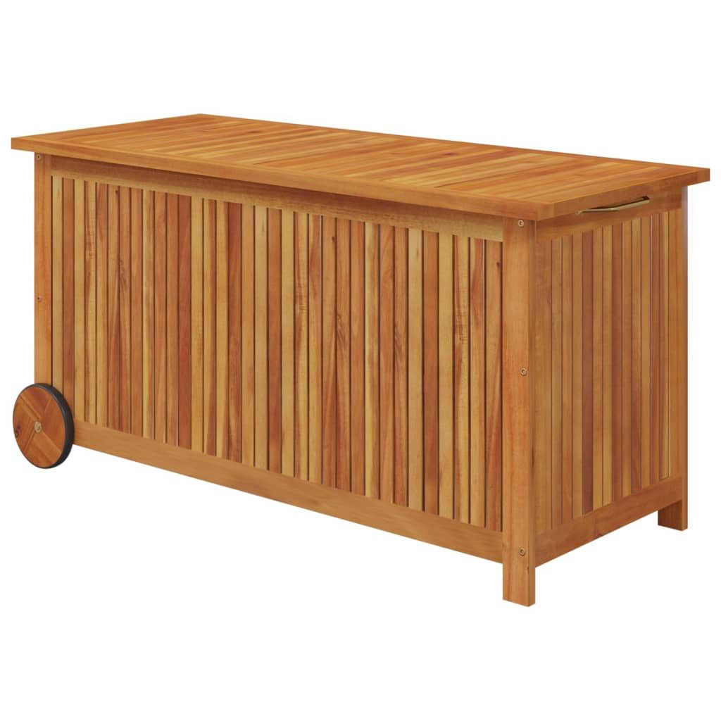 DOTMALL Garten-Geräteschrank Gartentruhe mit Rollen 113x50x58 cm Massivholz Akazie