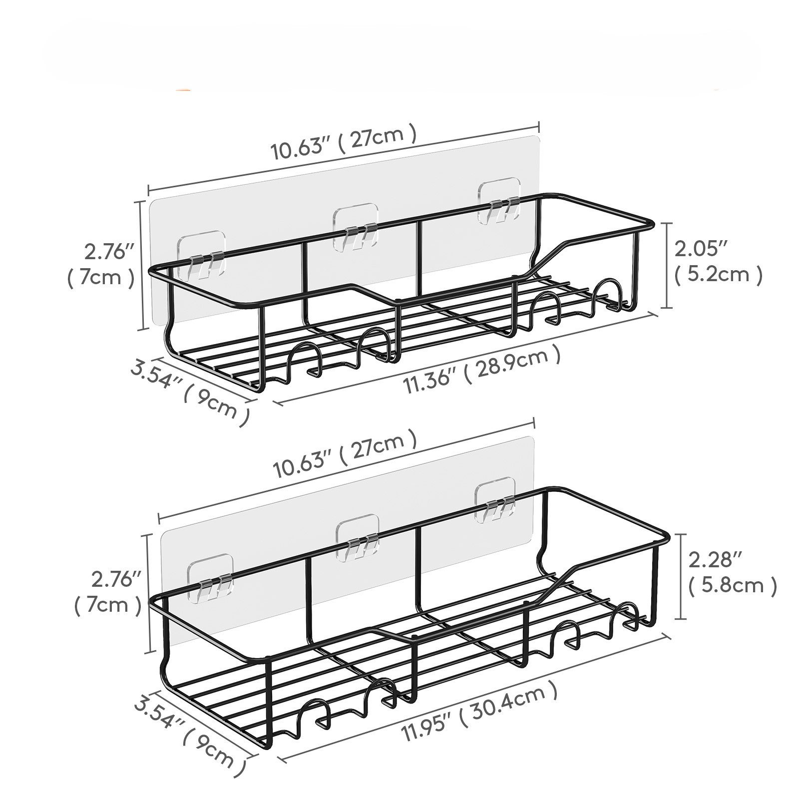 Lifewit Badaccessoire-Set 2er-Pack Duschregal, Dusch Organizer, spurlose Duschregale
