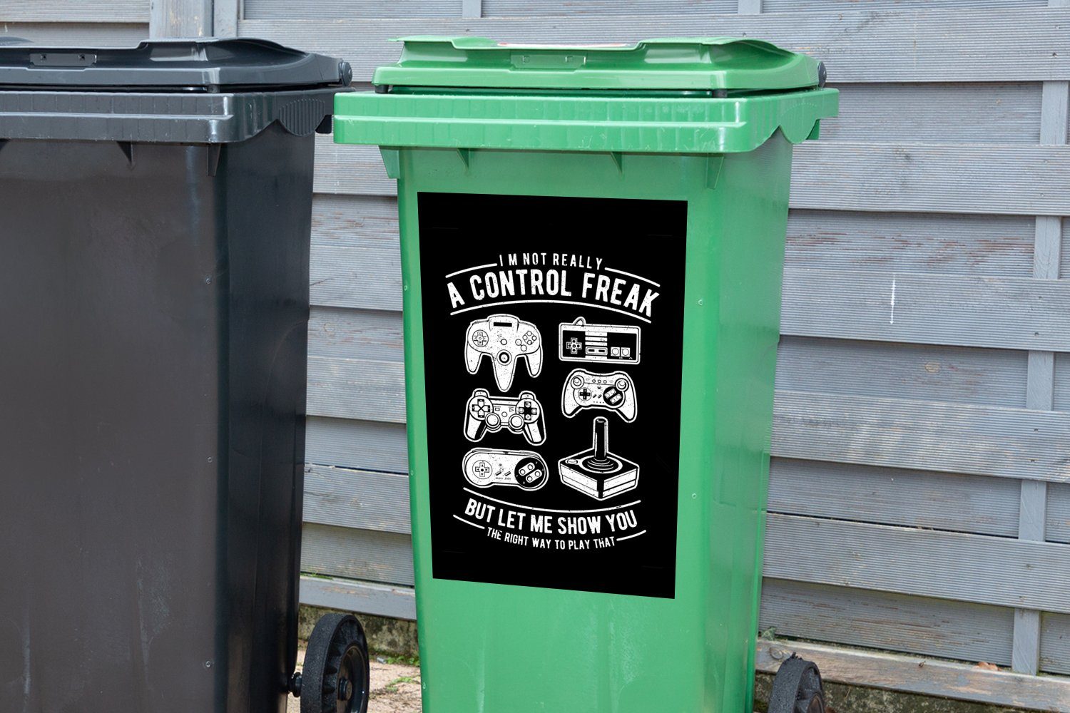 Sticker, Vintage Container, Abfalbehälter Spielkonsole MuchoWow Mülltonne, Controller - - Mancave St), Mülleimer-aufkleber, Wandsticker (1 -