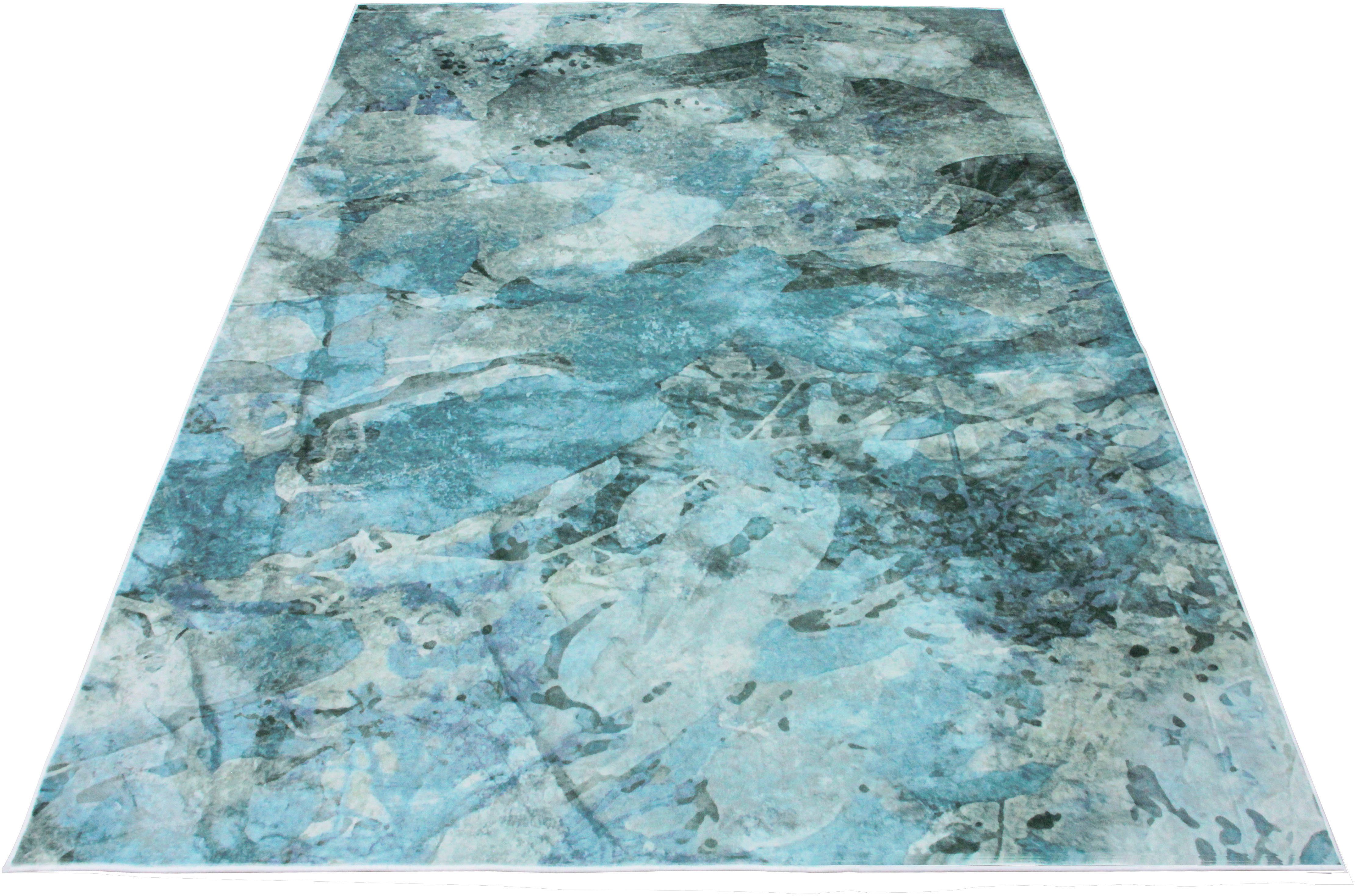 Teppich Turin, my home, rechteckig, Höhe: 5 mm, Druckteppich, abstraktes und modernes Muster, bunt, Kurzflor-Teppich blue | Kurzflor-Teppiche