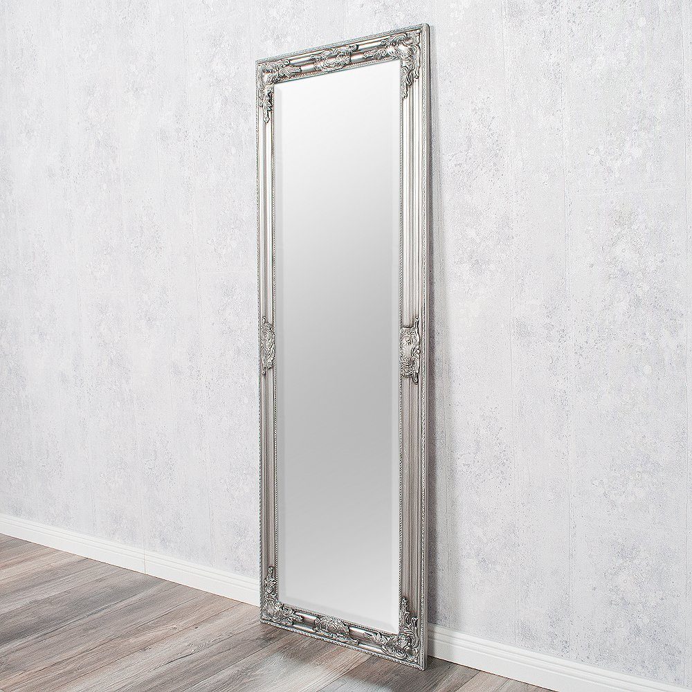 LebensWohnArt Wandspiegel Eleganter Barock Spiegel BESSA 140x50cm silber-an günstig online kaufen