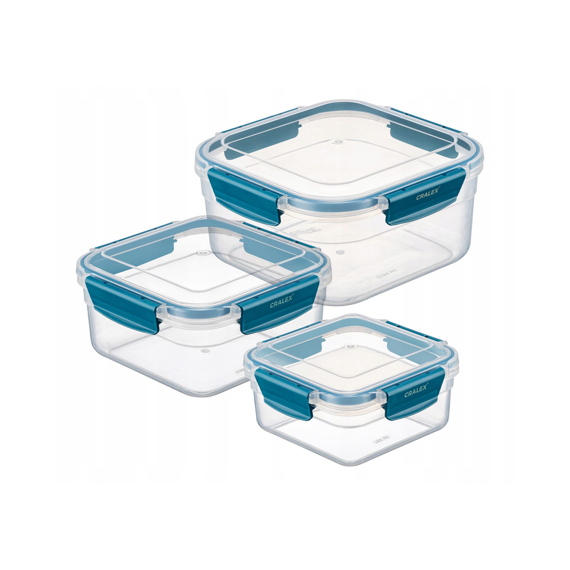 CRALEX Vorratsdose CRALEX Bona Airtight quadratische Lebensmittelbehälter, 3er-Set, (3-tlg)