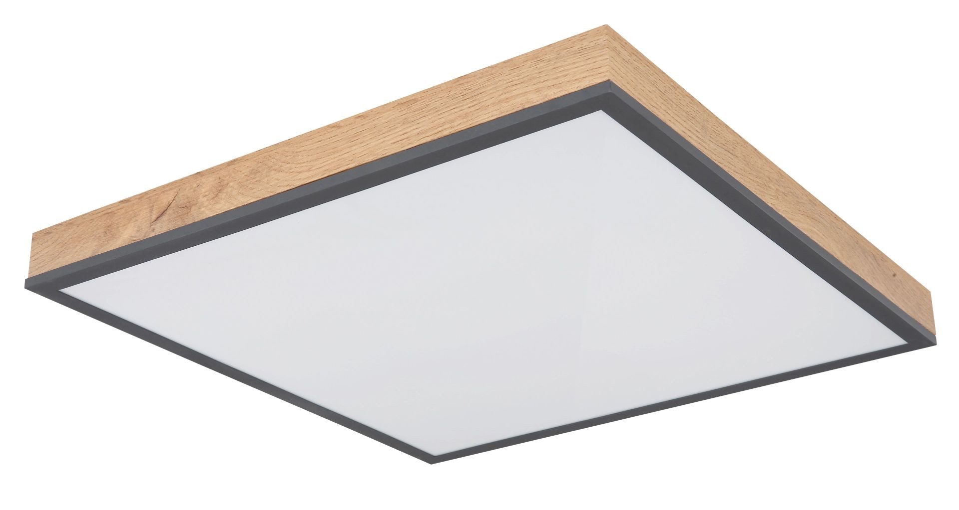GLOBO LIGHTING LED Deckenleuchte DORO, LED fest integriert, Warmweiß, Quadratische Deckenlampe, 3000 Kelvin, Wohnzimmer, Holzoptik, Eiche